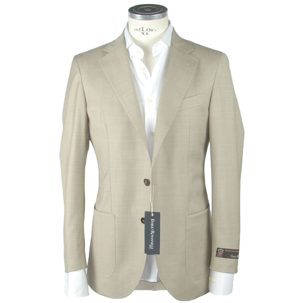 Emilio Romanelli Beige Wool Blazer for Modern Elegance