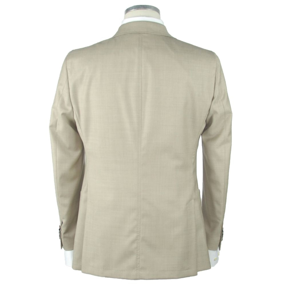Emilio Romanelli Beige Wool Blazer for Modern Elegance