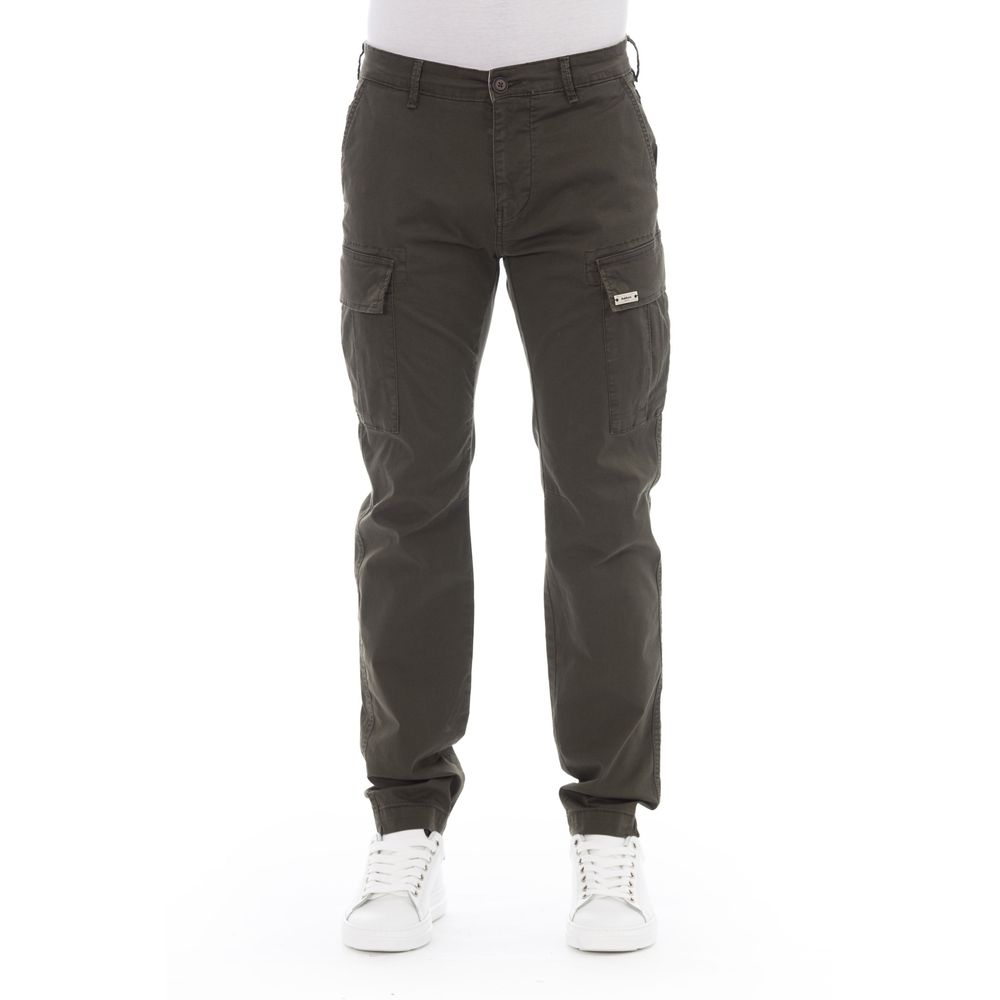 Baldinini Army Green Cotton Cargo Trouser for Elevated Style