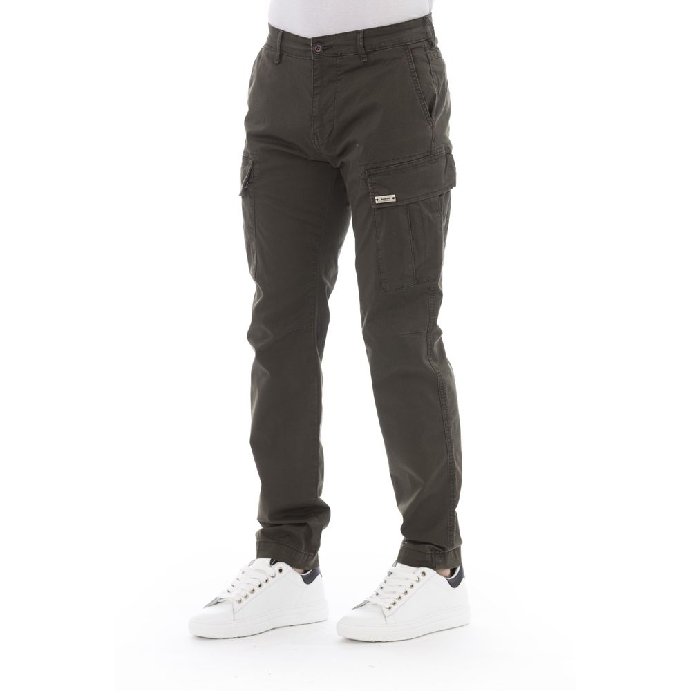 Baldinini Army Green Cotton Cargo Trouser for Elevated Style