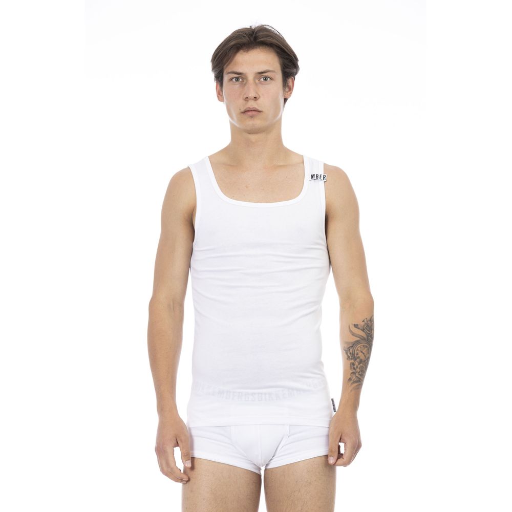 Bikkembergs White Cotton Tank Top for Effortless Elegance