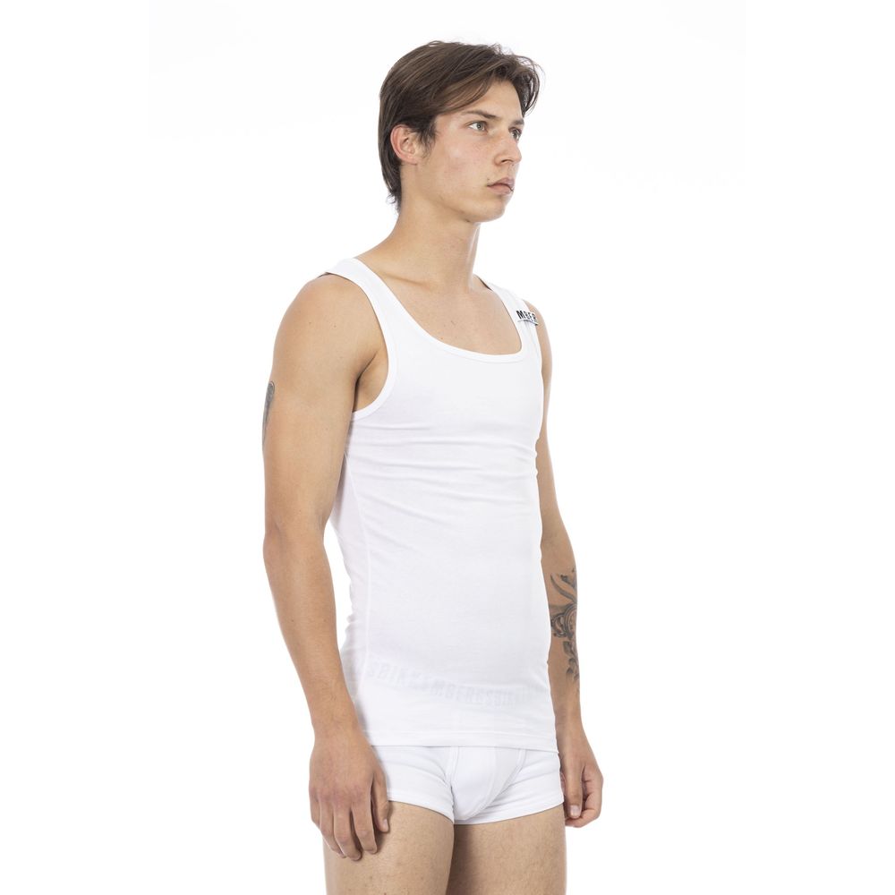 Bikkembergs White Cotton Tank Top for Effortless Elegance