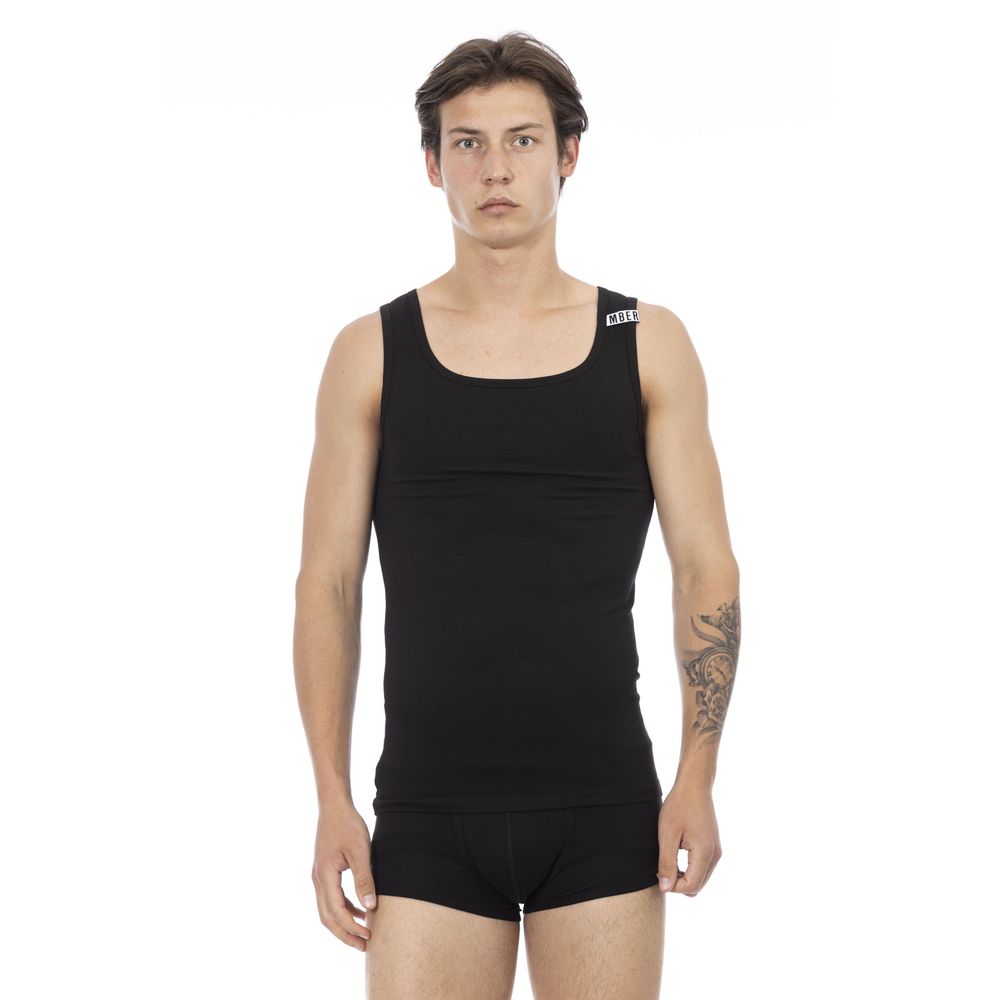 Bikkembergs Black Cotton Tank Top for Effortless Elegance