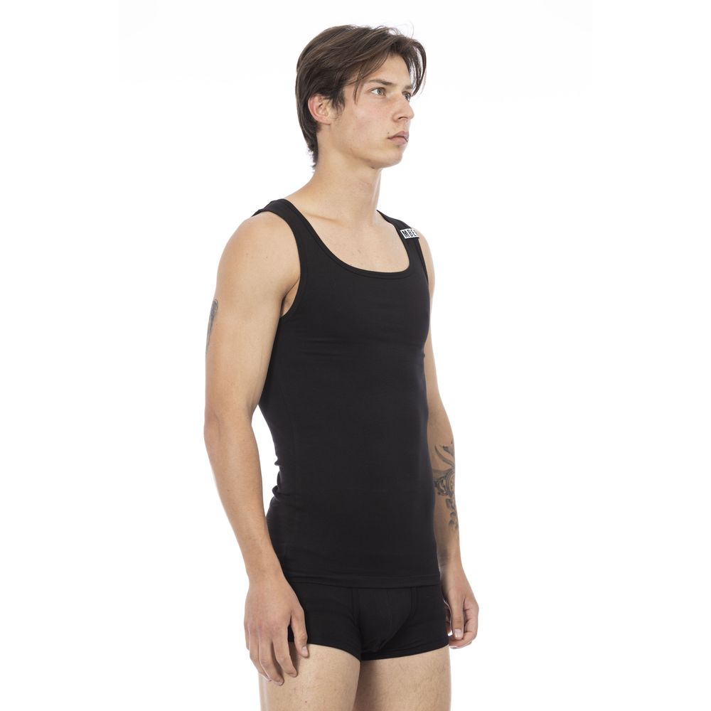 Bikkembergs Black Cotton Tank Top for Effortless Elegance