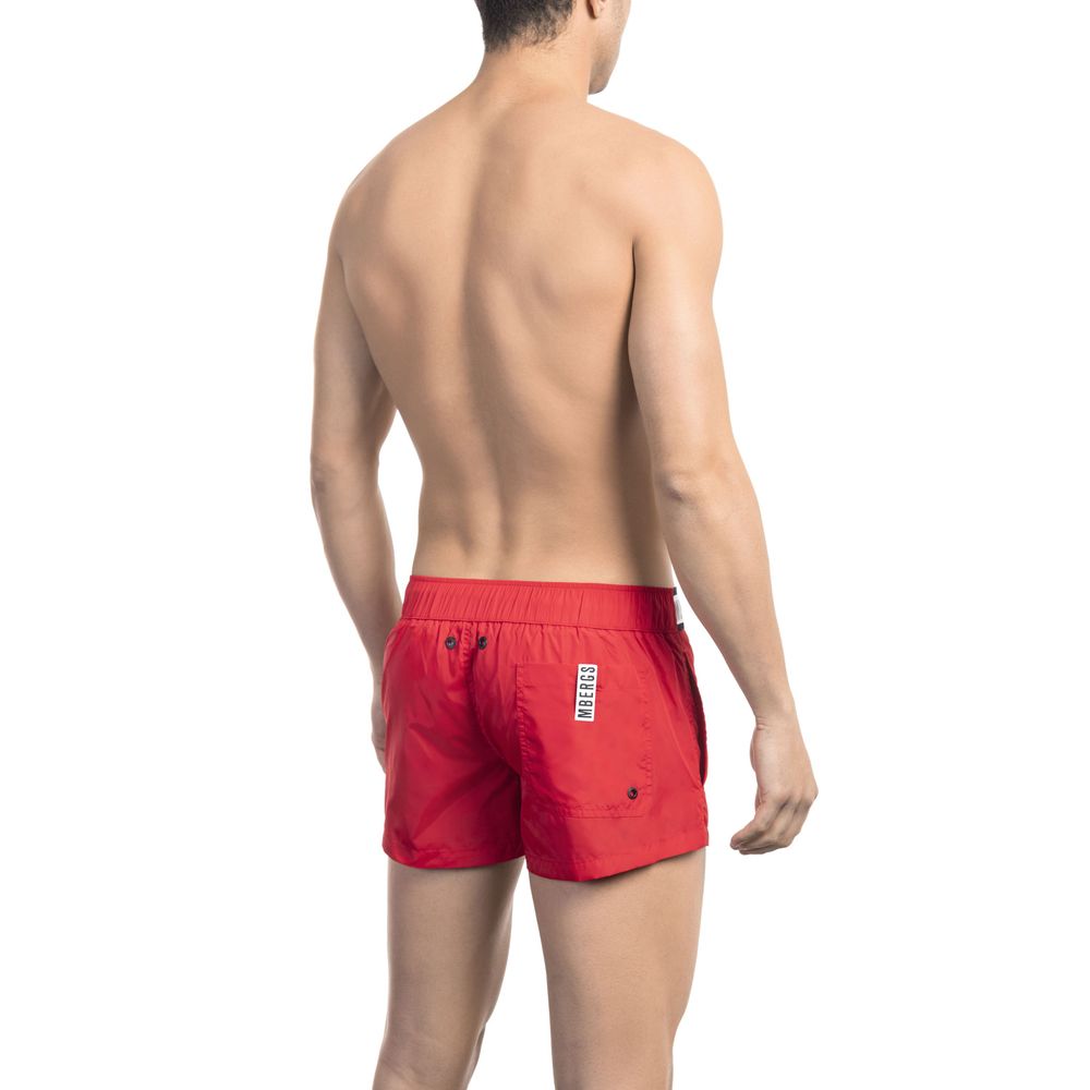 Bikkembergs Red Swim Short with Signature Branding
