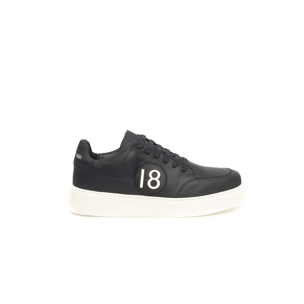 Cerruti 1881 Blue Leather Sneaker for Elevated Style