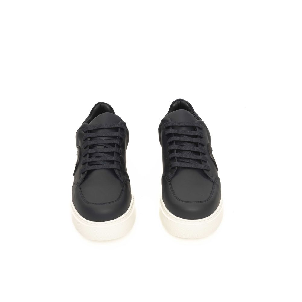 Cerruti 1881 Blue Leather Sneaker for Elevated Style