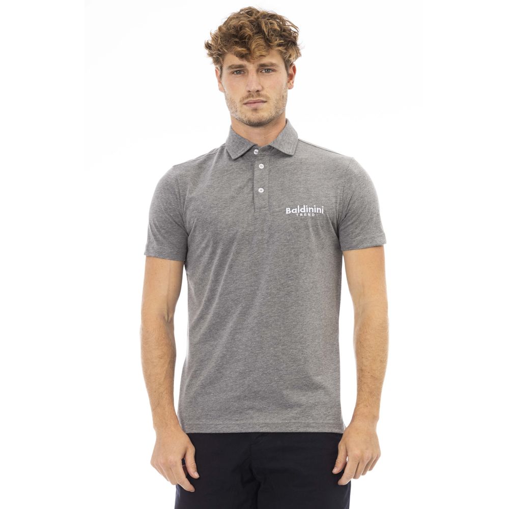 Baldinini Gray Cotton Polo Shirt for Elevated Style