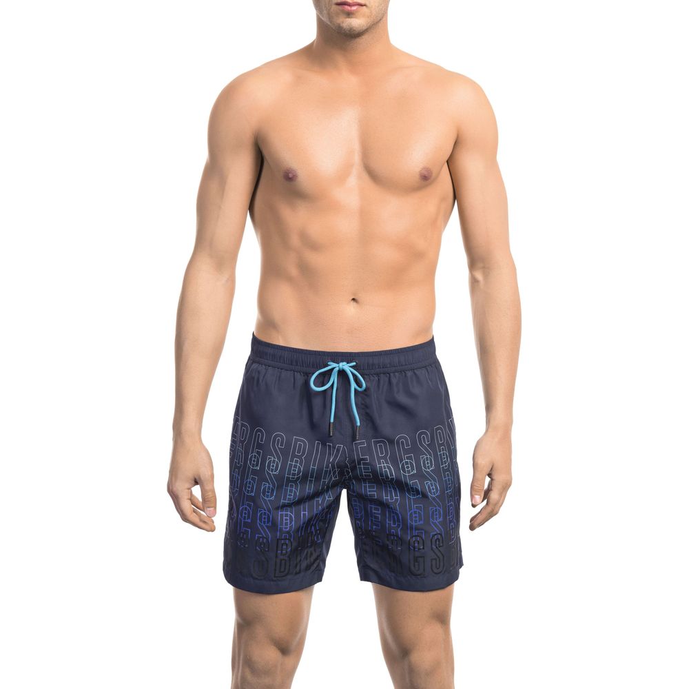 Bikkembergs Blue Cotton Swim Short with Elegant Dégradé Print