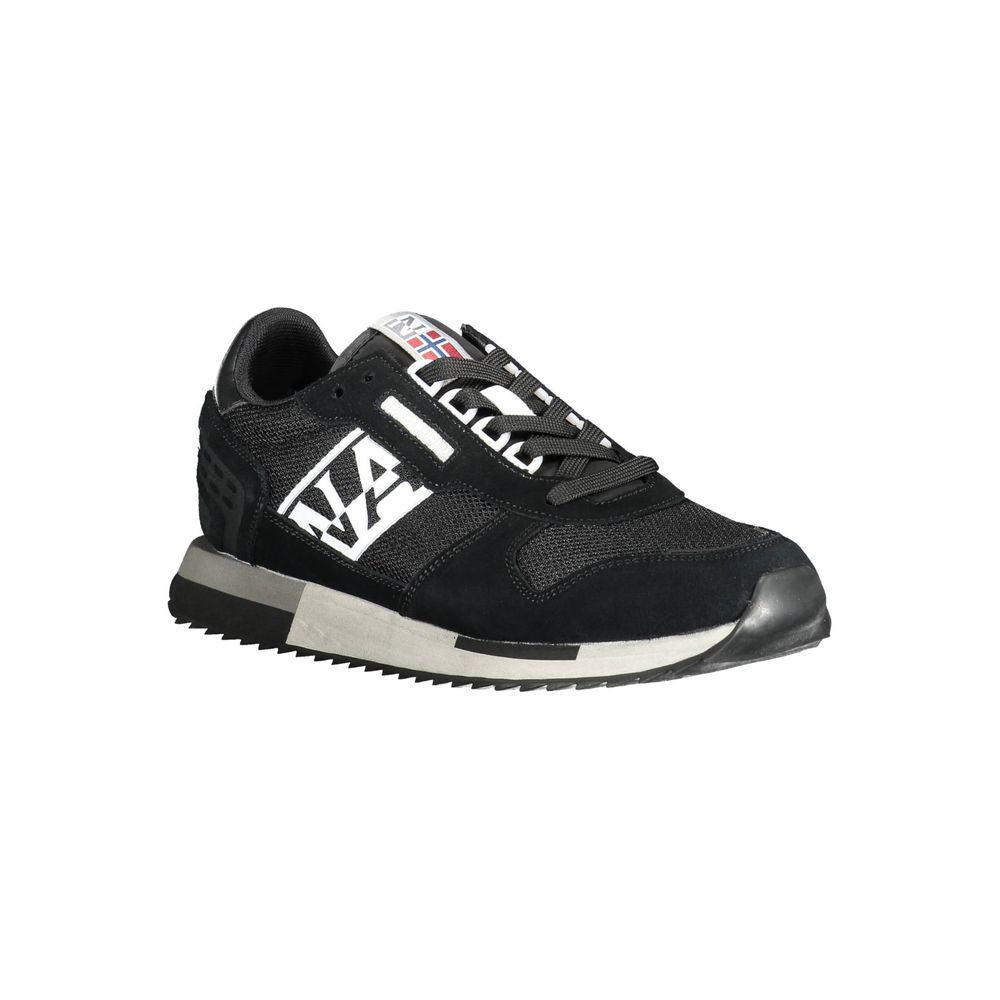 Napapijri Black Leather Sneaker, Timeless Elegance