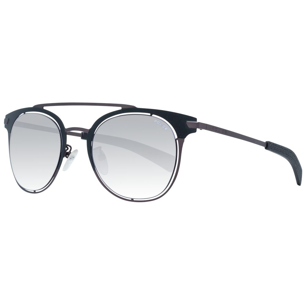 Police Black Metal Sunglasses with Round Mirrored Lenses