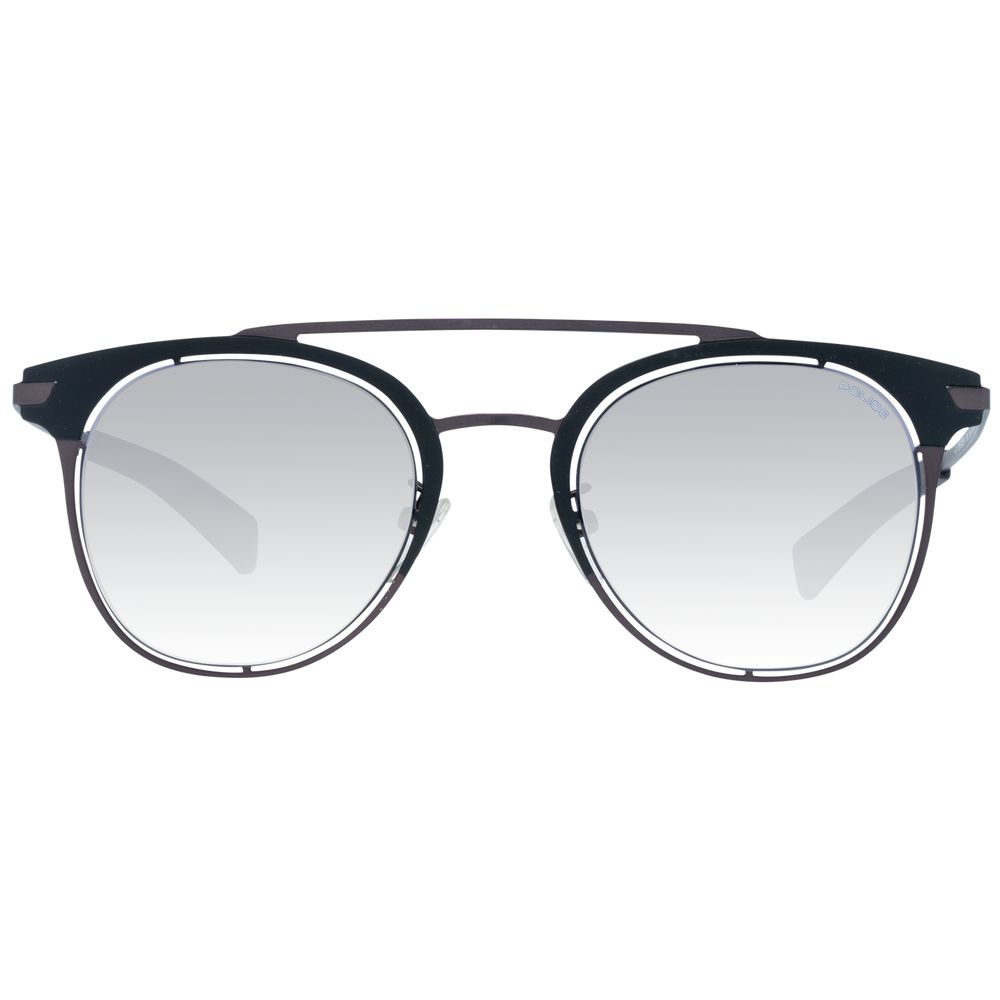 Police Black Metal Sunglasses with Round Mirrored Lenses