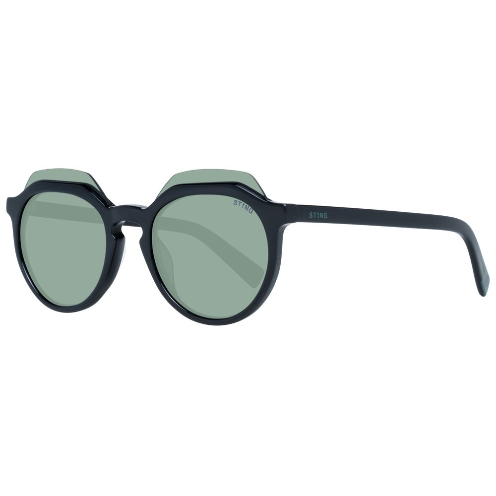 Sting Black Metal Sunglasses with Green Mirrored Lenses