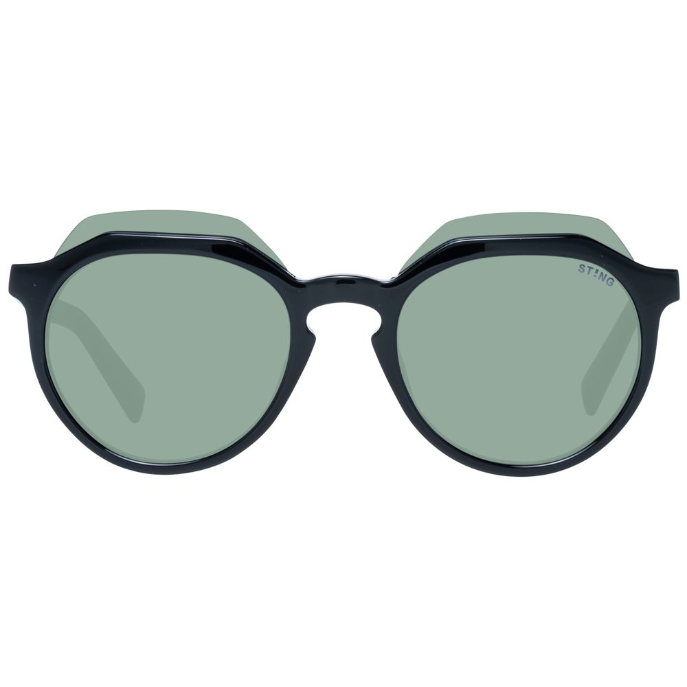 Sting Black Metal Sunglasses with Green Mirrored Lenses