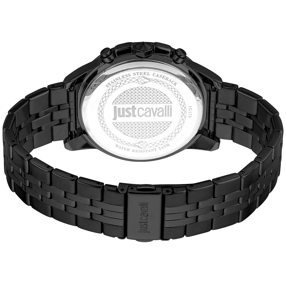 Just Cavalli Black Leather Watch - Modern Elegance Redefined
