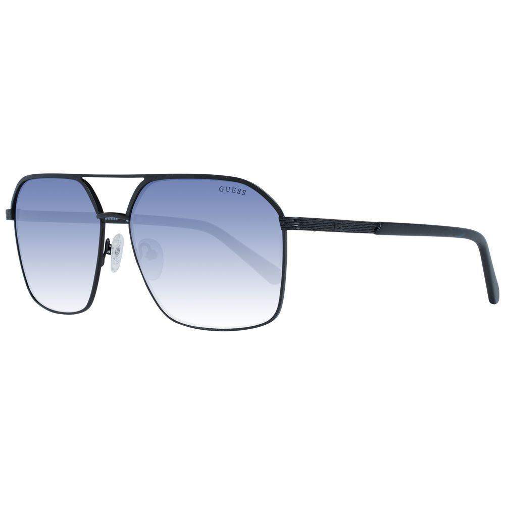 Guess Black Metal Sunglasses with Aviator Style and Blue Lenses