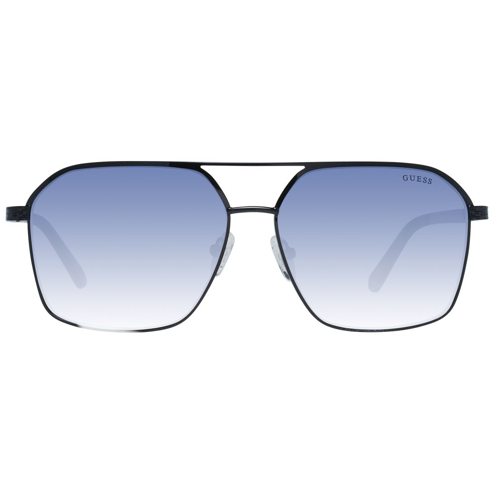 Guess Black Metal Sunglasses with Aviator Style and Blue Lenses