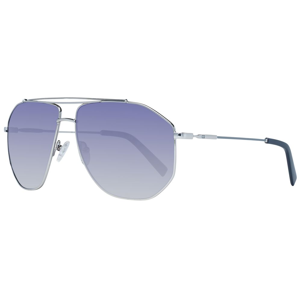 Guess Silver Metal Sunglasses with Blue Gradient Lenses