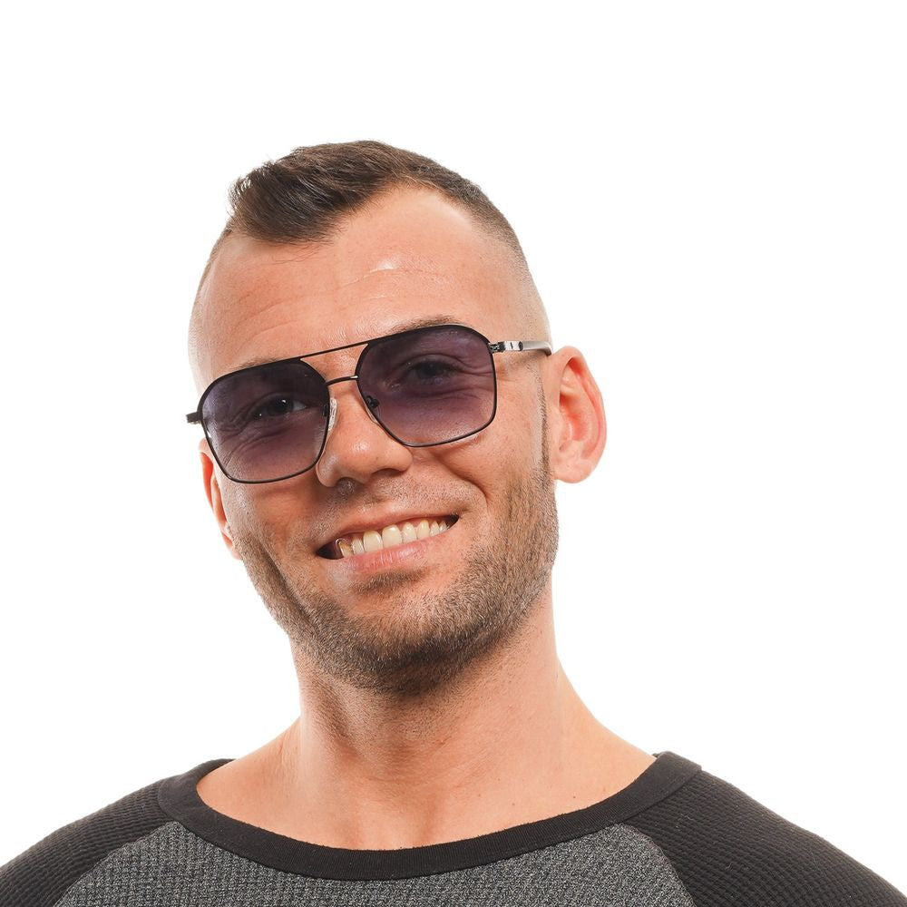 Guess Black Metal Sunglasses with Aviator Style and Blue Lenses