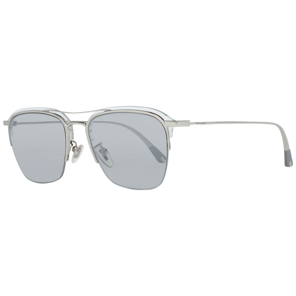 Police Silver Metal Sunglasses with Mirrored Lenses