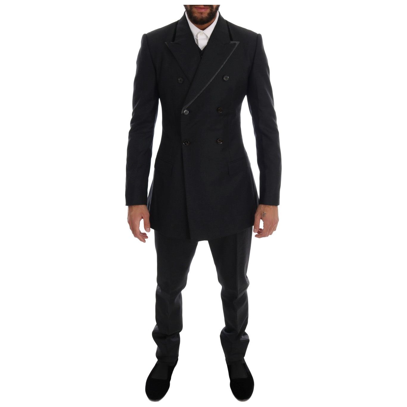 Dolce & Gabbana Gray Wool Double Breasted Suit