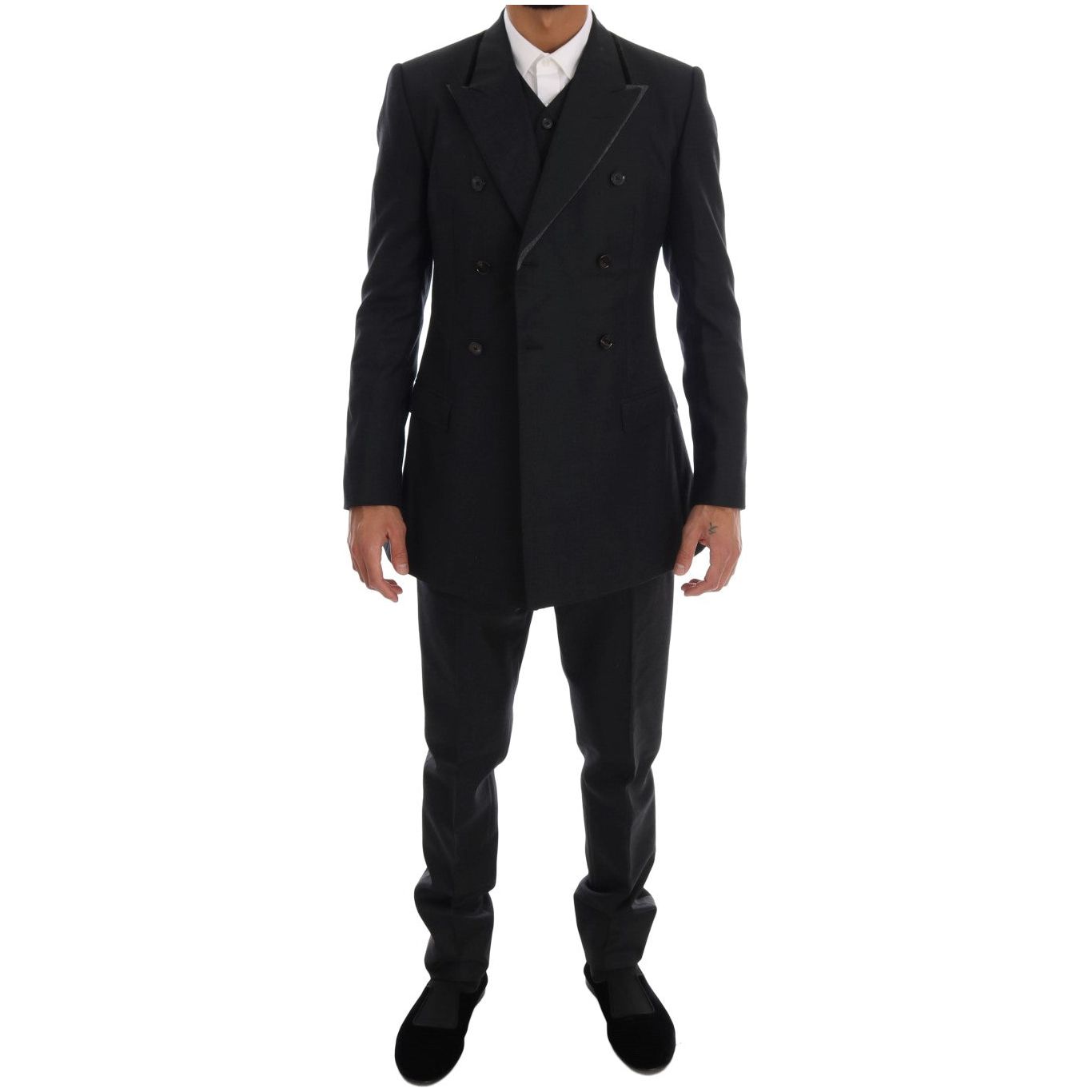 Dolce & Gabbana Gray Wool Double Breasted Suit