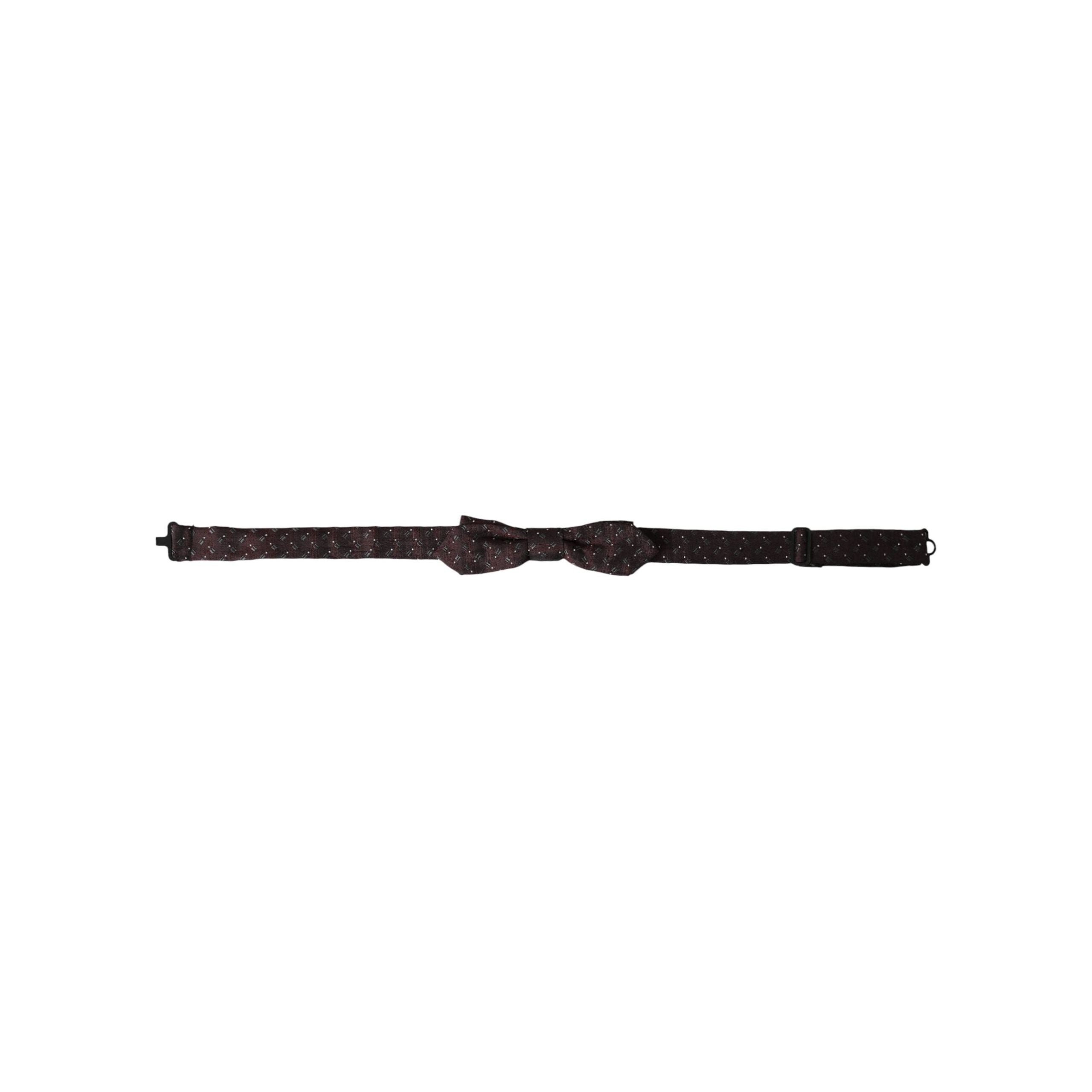 Dolce & Gabbana Maroon Silk Patterned Bow Tie Accessory