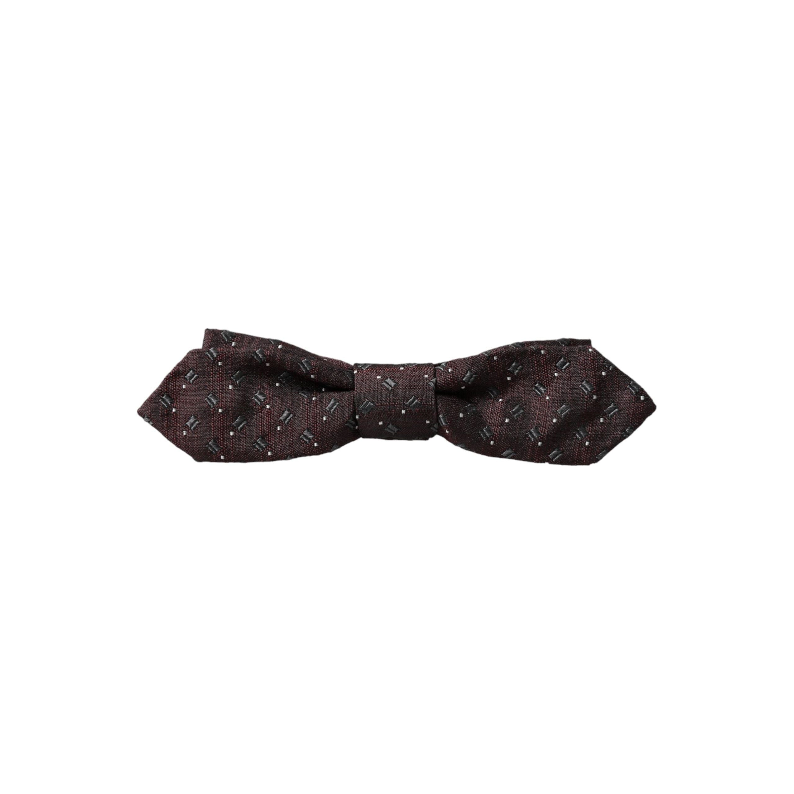 Dolce & Gabbana Maroon Silk Patterned Bow Tie Accessory