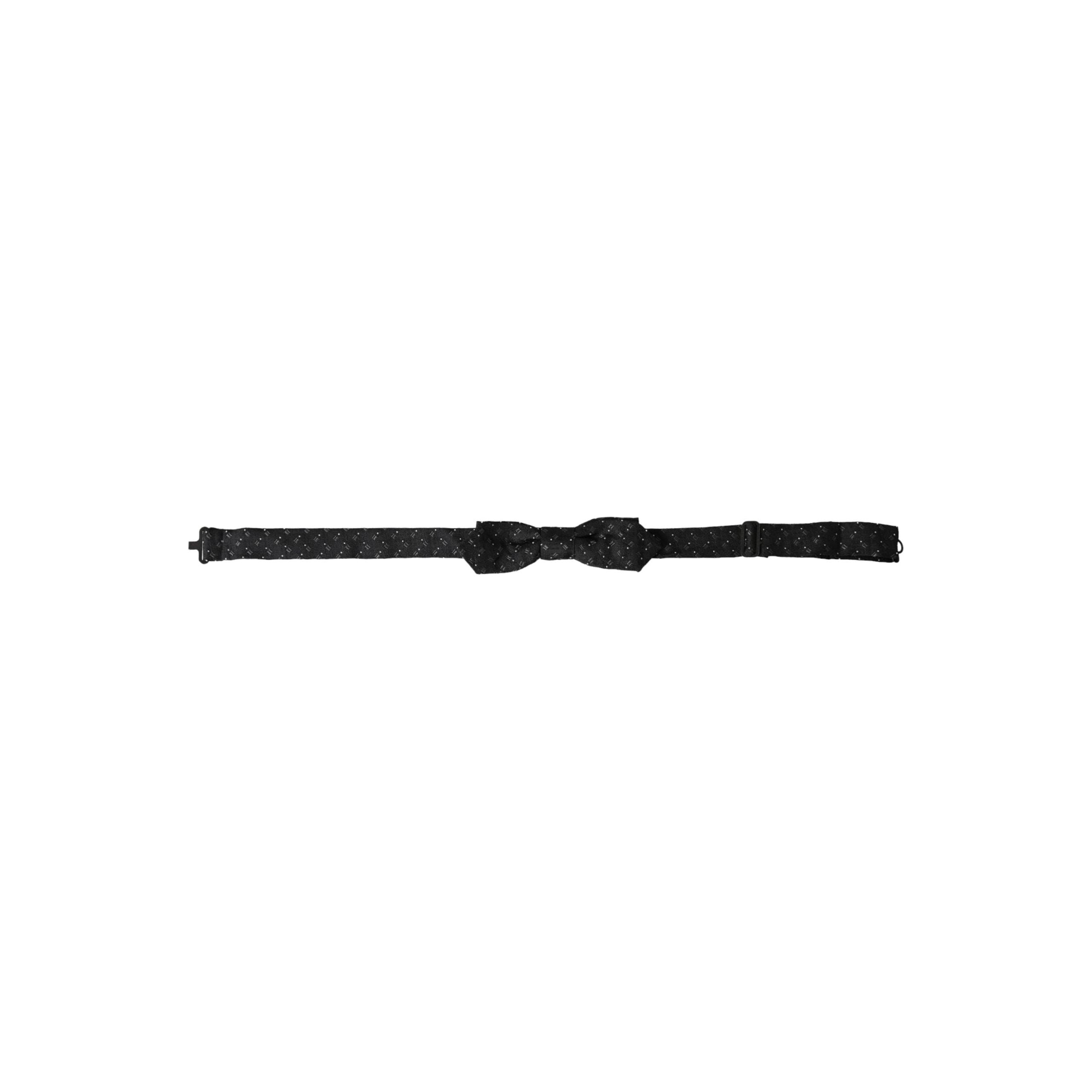 Dolce & Gabbana Black Silk Patterned Adjustable Neck Bow Tie