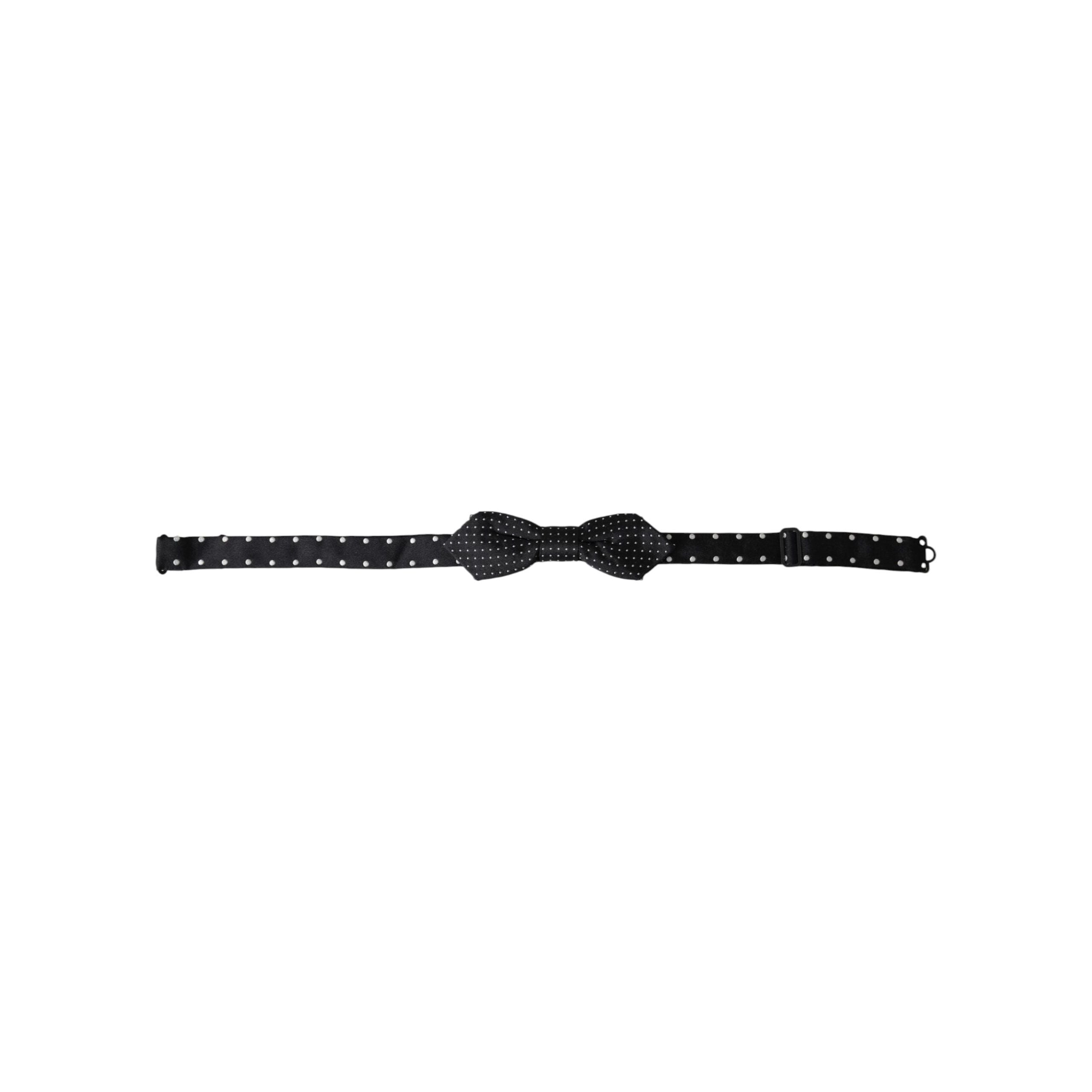 Dolce & Gabbana Black Silk Polka Dot Adjustable Neck Bow Tie