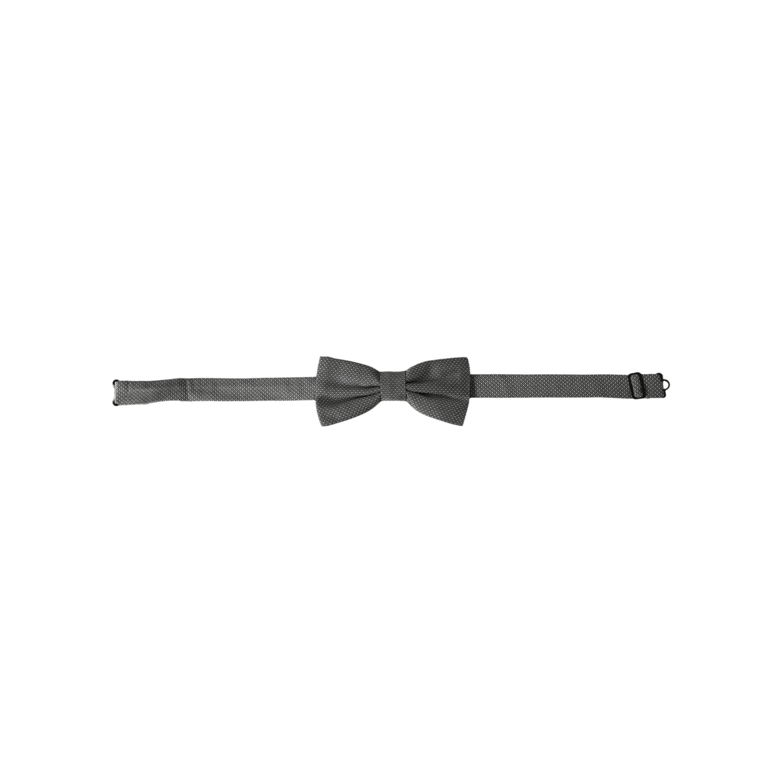 Dolce & Gabbana Gray Silk Patterned Adjustable Neck Bow Tie
