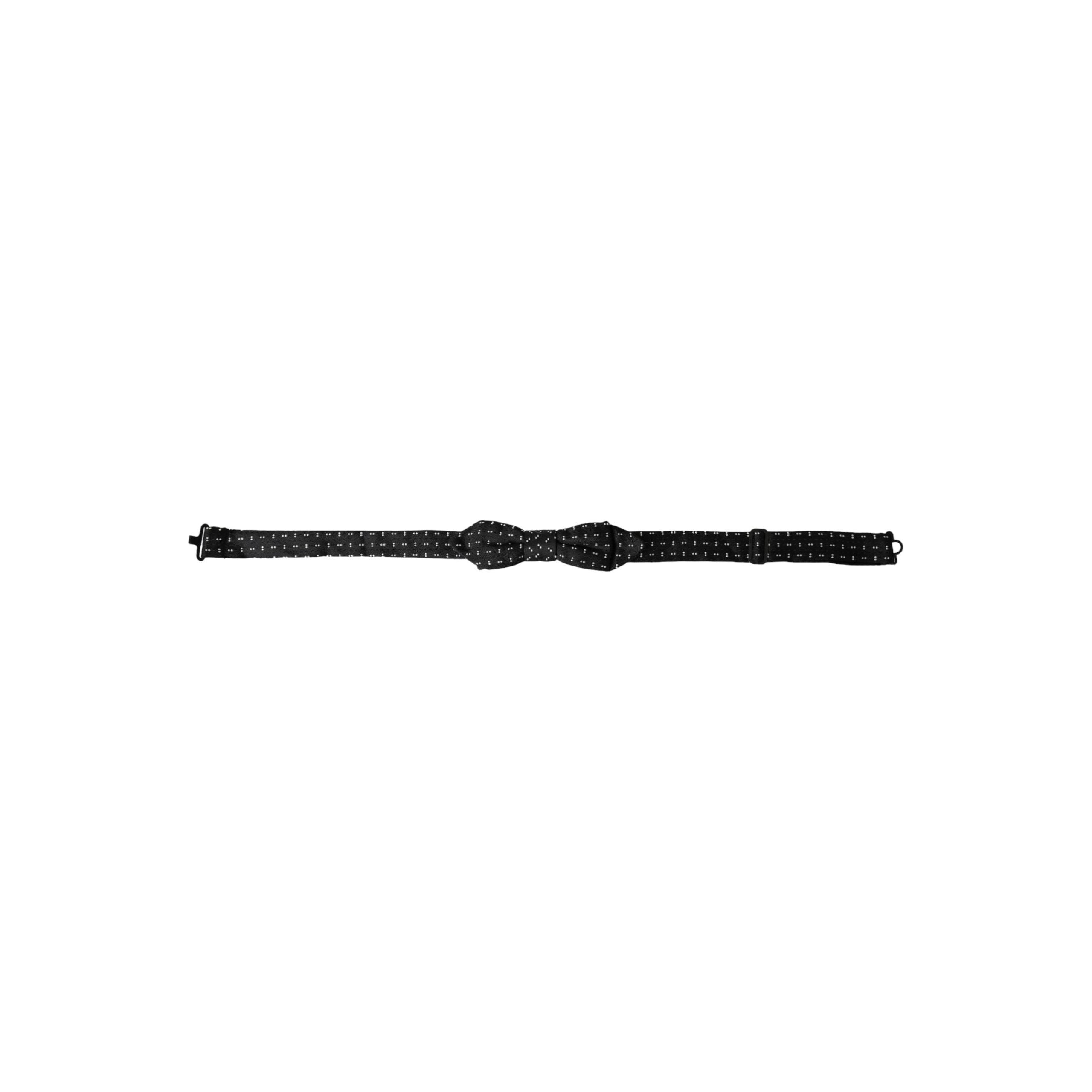 Dolce & Gabbana Black Silk Patterned Adjustable Neck Bow Tie