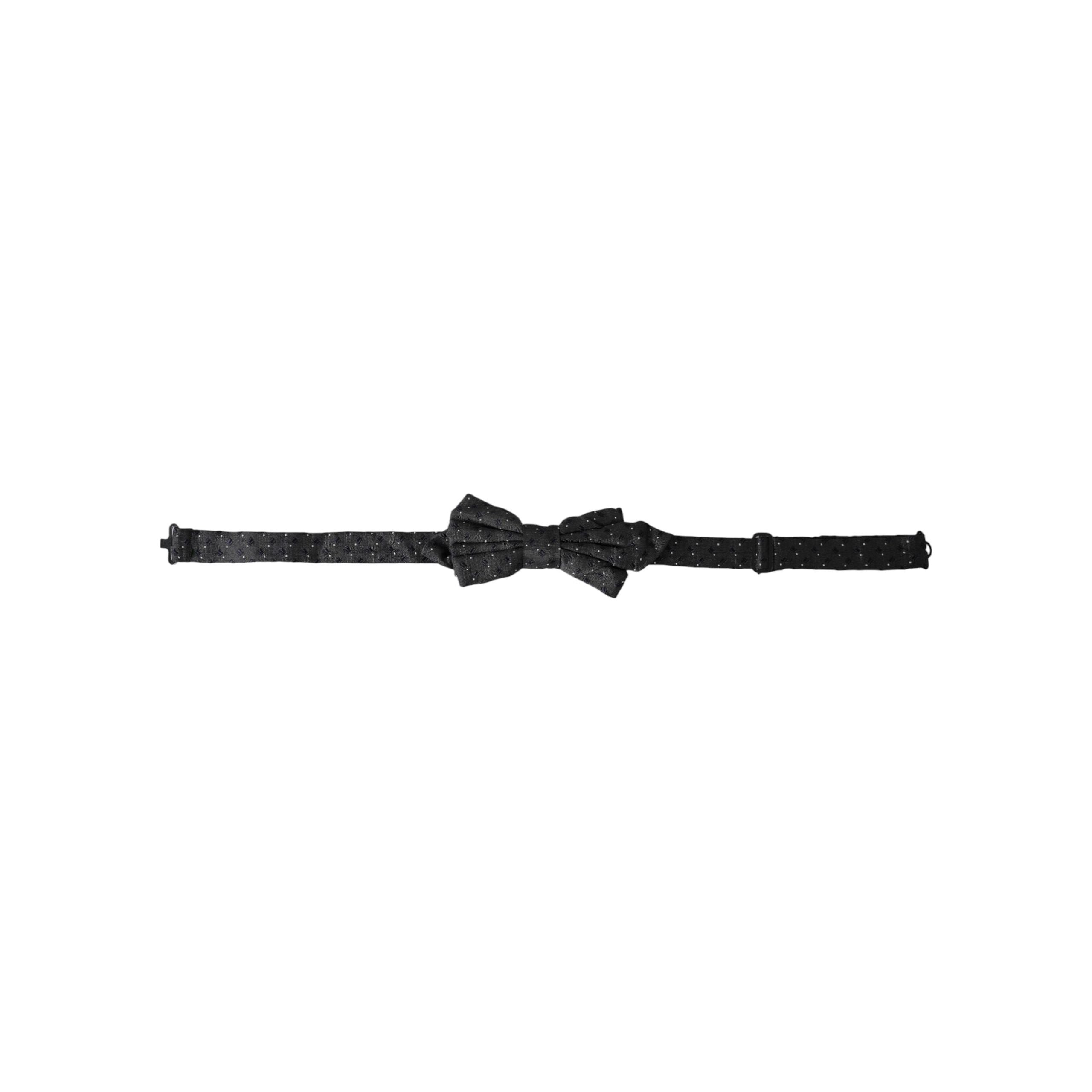 Dolce & Gabbana Black Silk Patterned Bow Tie