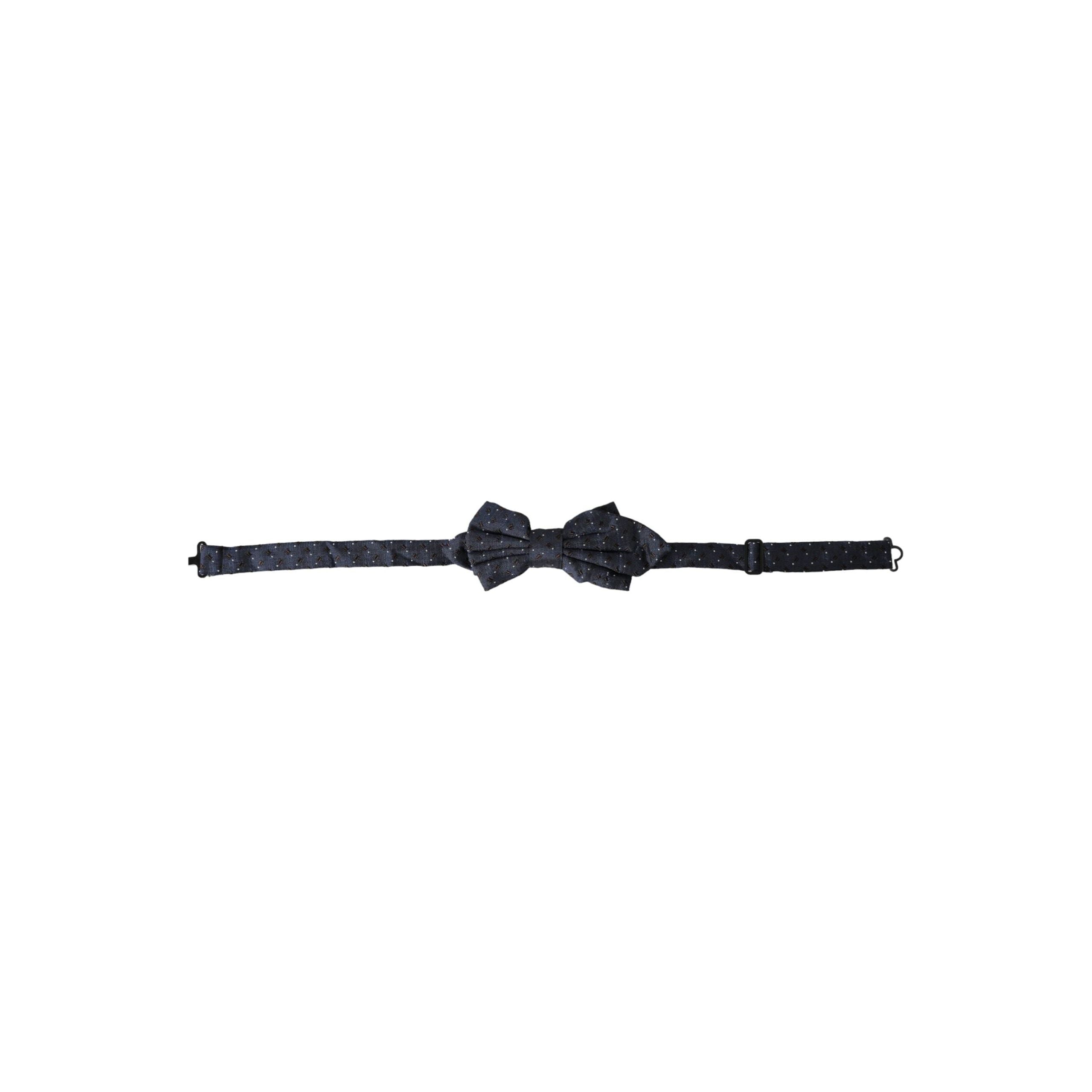 Dolce & Gabbana Navy Blue Silk Patterned Adjustable Bow Tie
