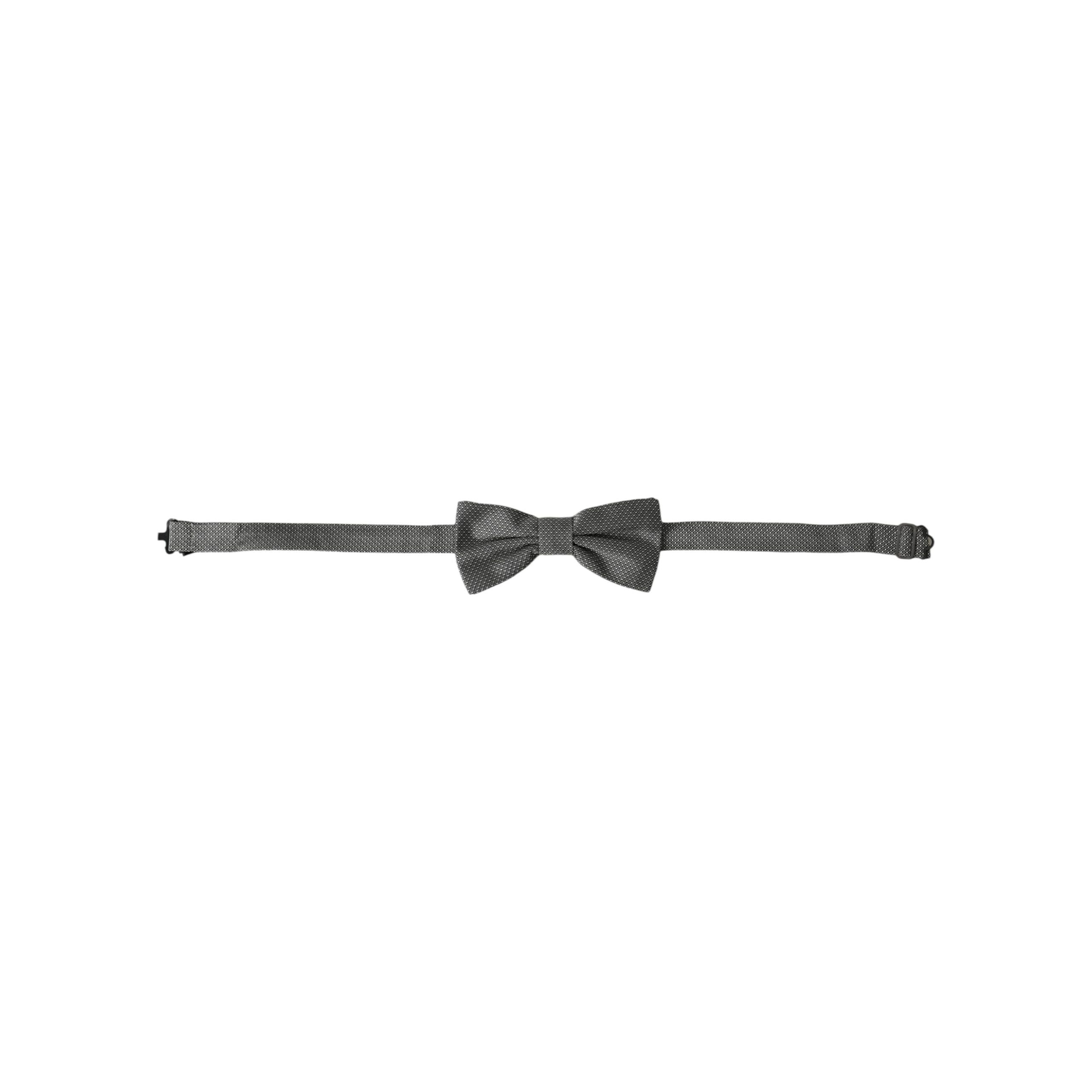 Dolce & Gabbana Gray Silk Patterned Adjustable Bow Tie