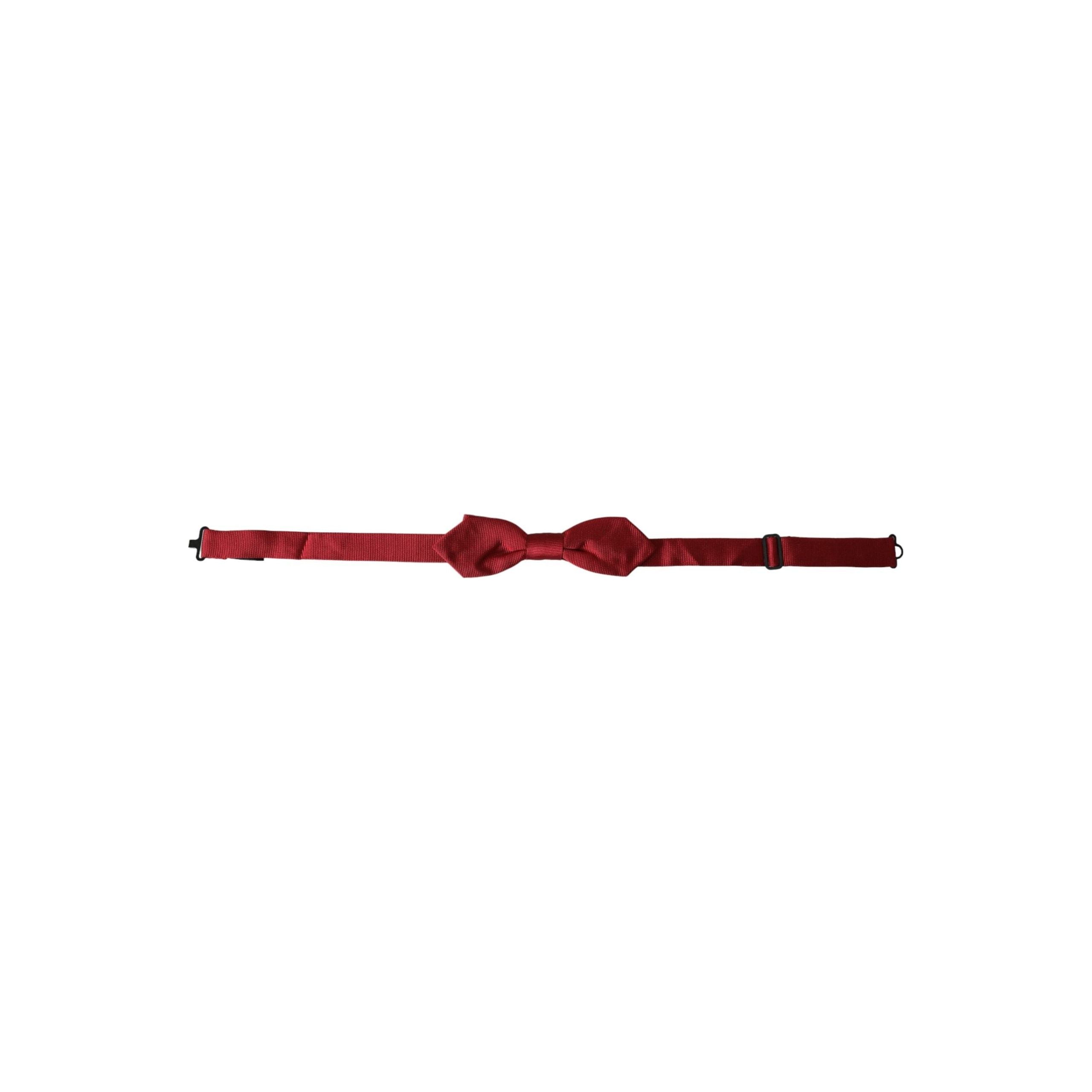 Dolce & Gabbana Red Silk Jacquard Adjustable Neck Bow Tie