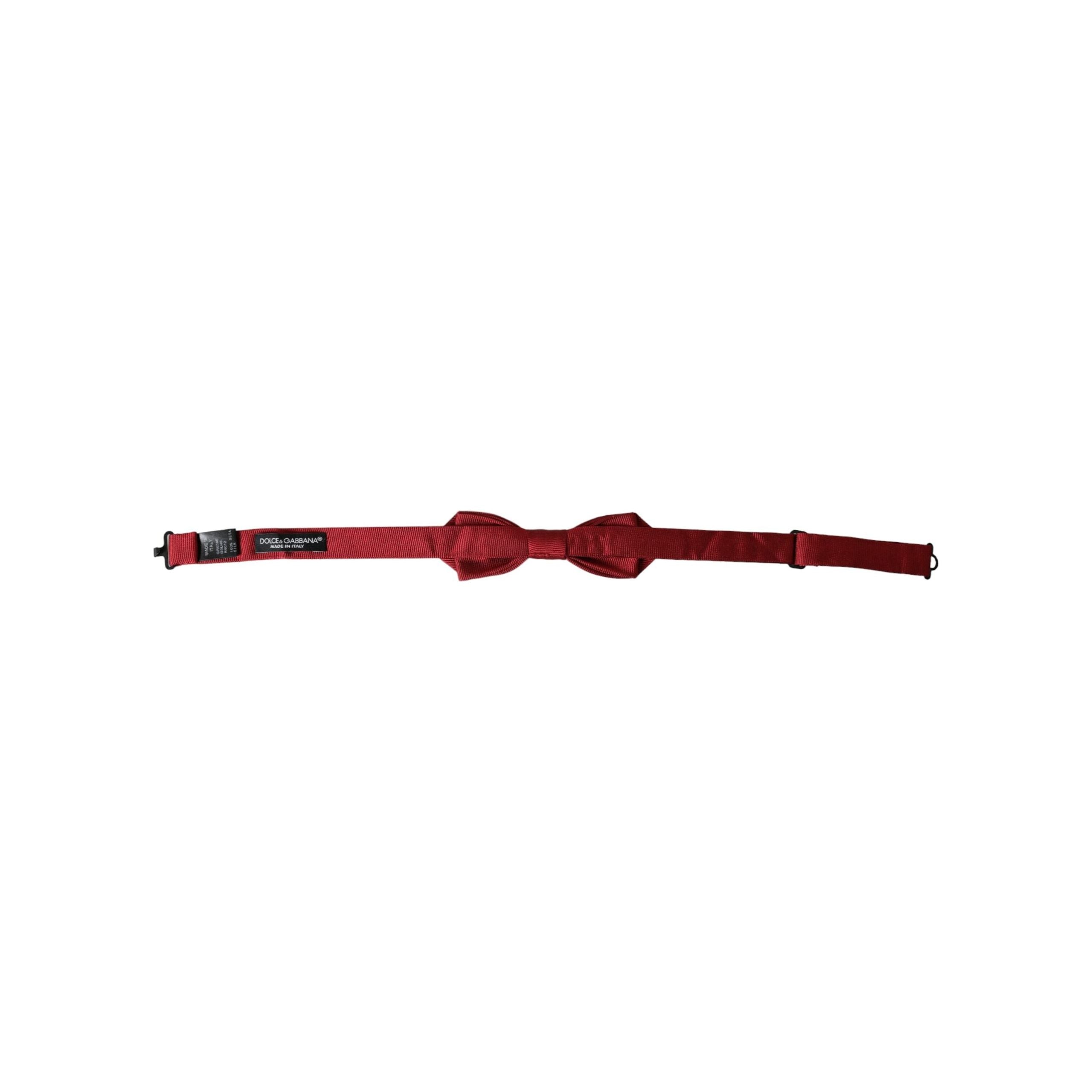 Dolce & Gabbana Red Silk Jacquard Adjustable Neck Bow Tie