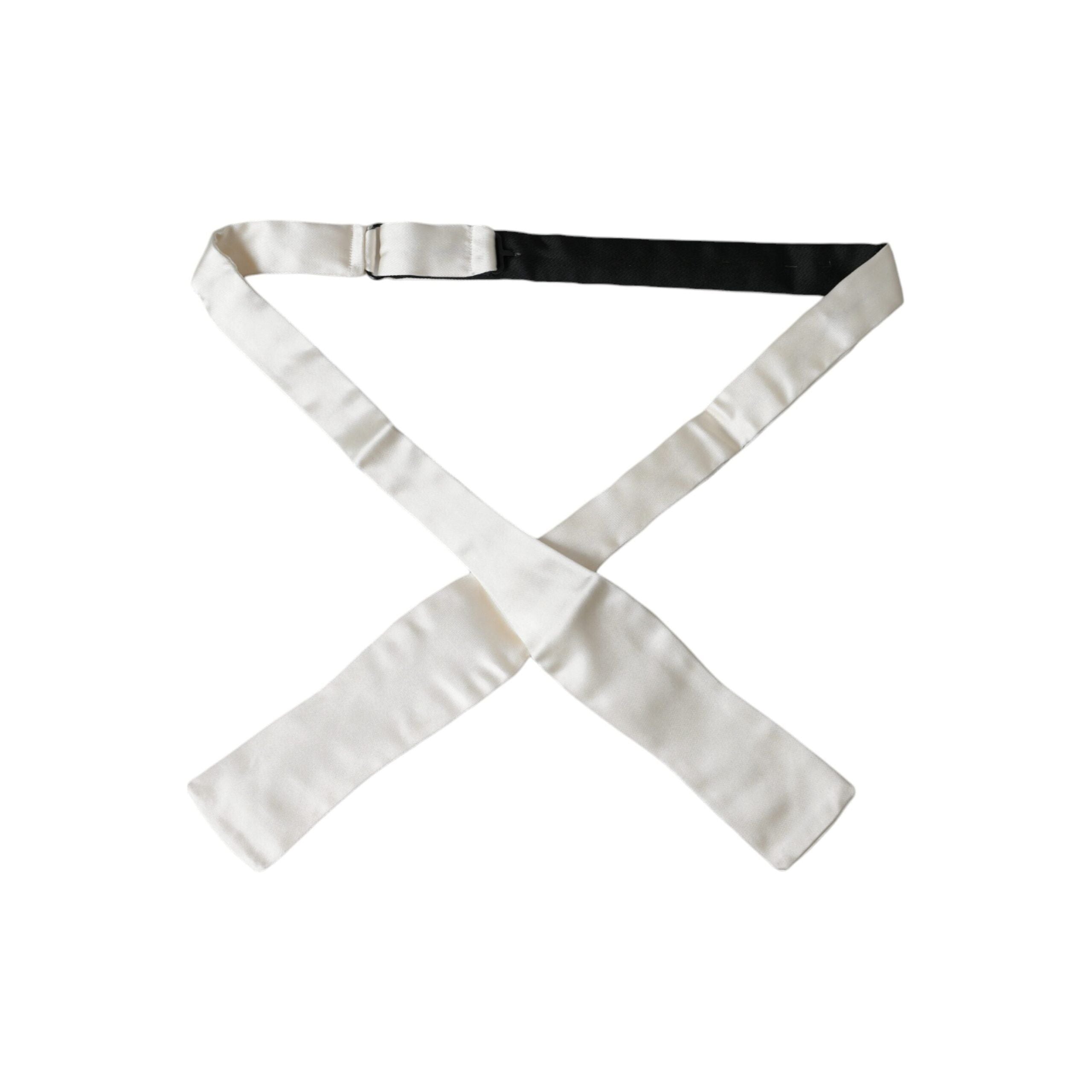 Dolce & Gabbana White Silk Slim Skinny Necktie Bow Tie