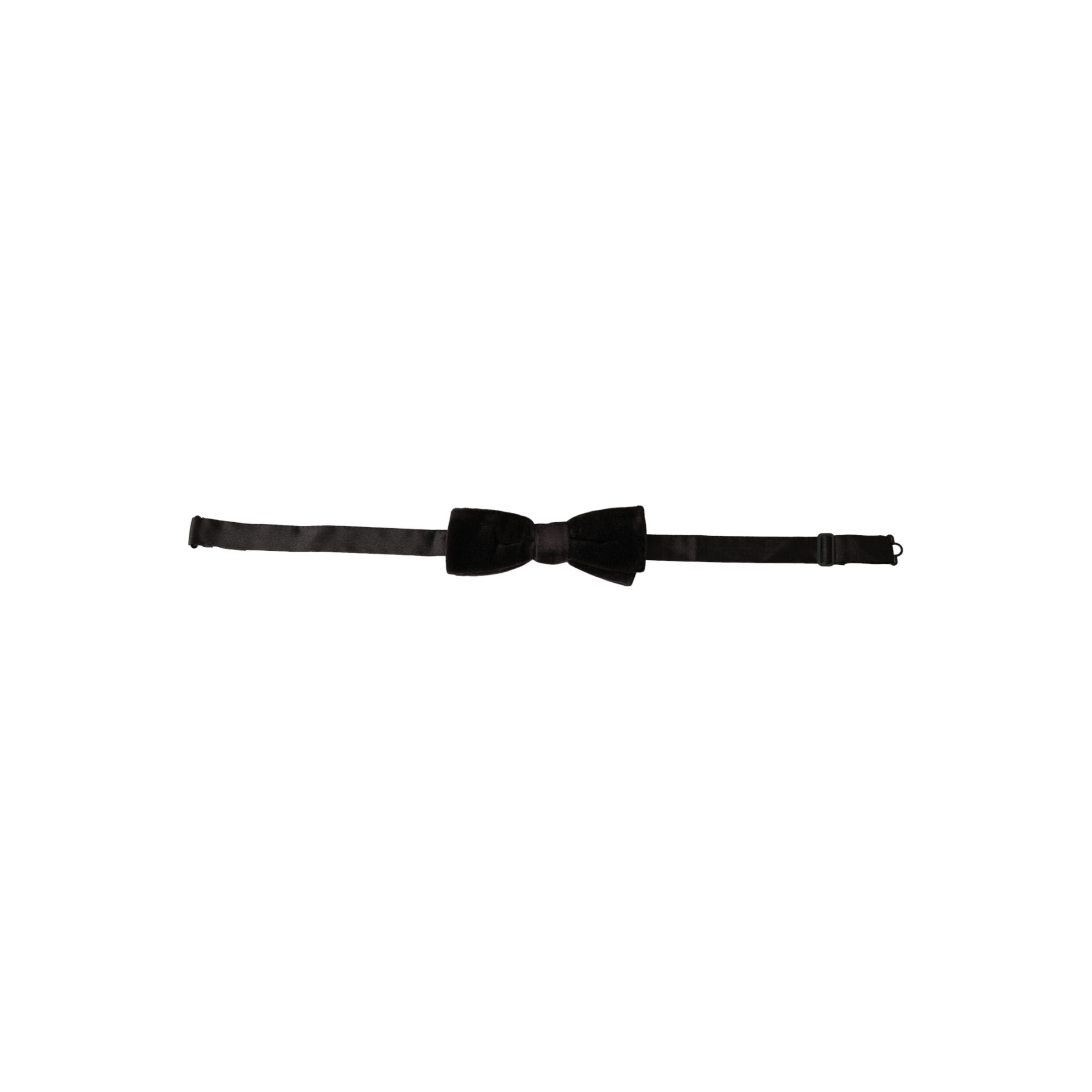 Dolce & Gabbana Black Velvet Cotton Bow Tie