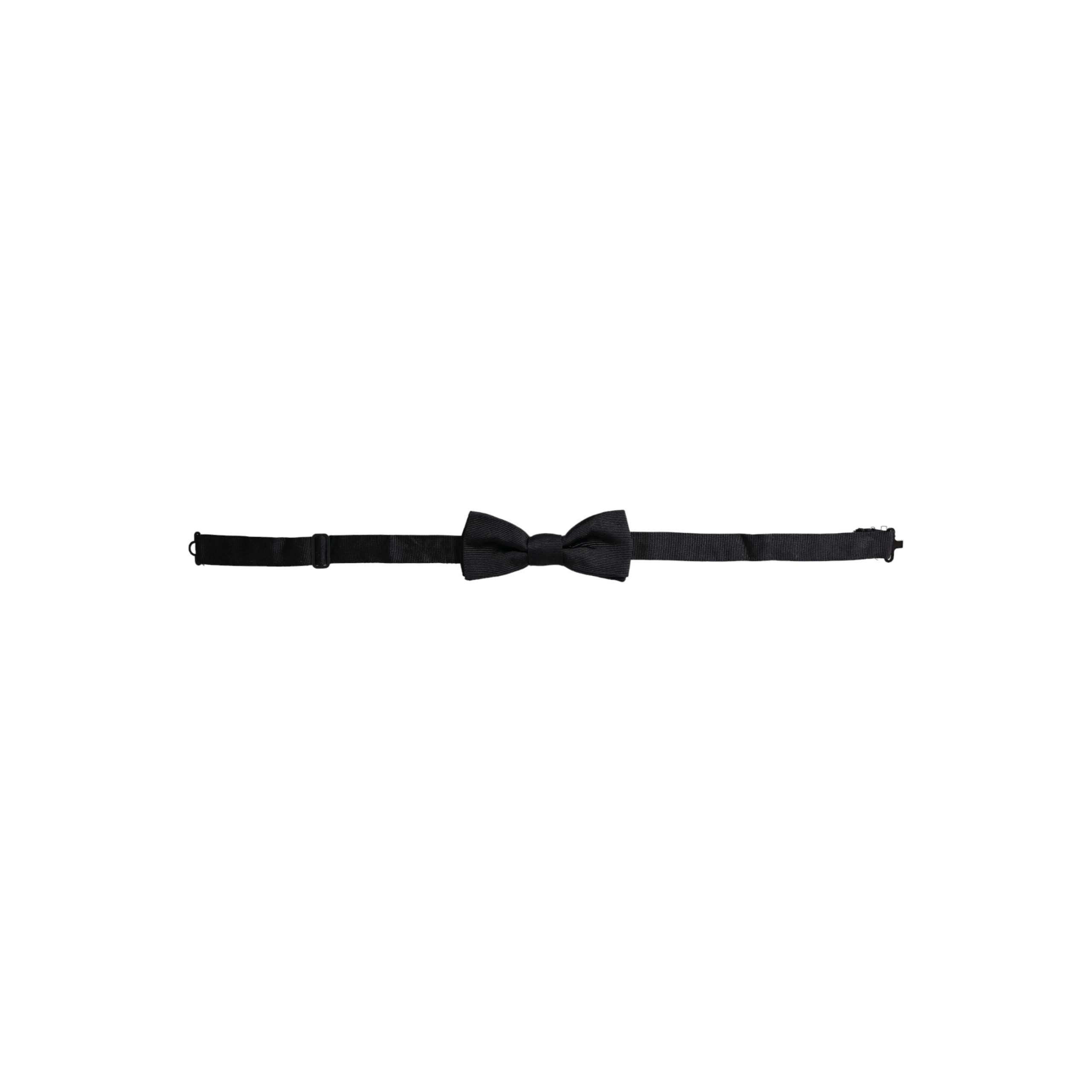 Dolce & Gabbana Black Silk Adjustable Neck Bow Tie