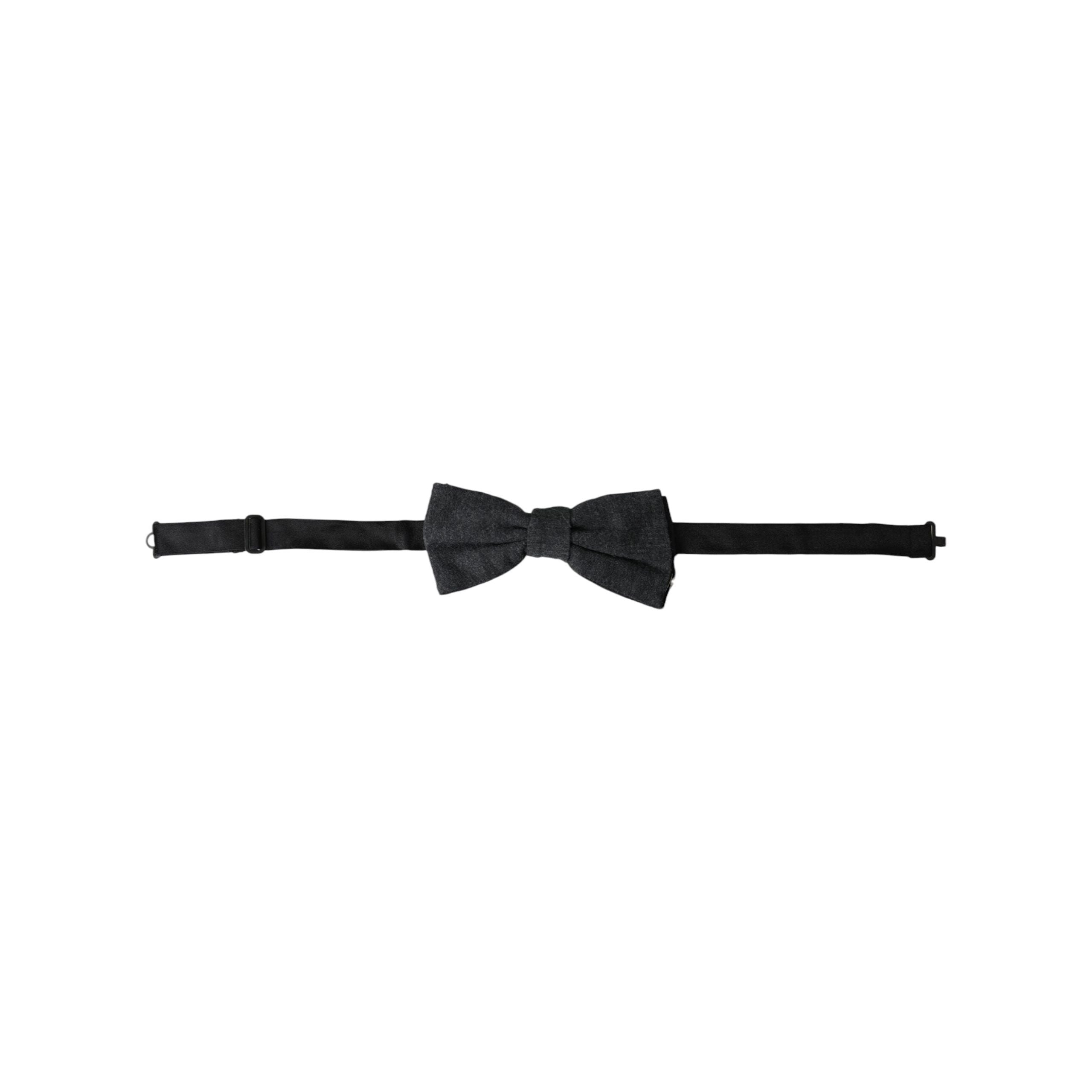 Dolce & Gabbana Dark Gray Silk Adjustable Neck Bow Tie