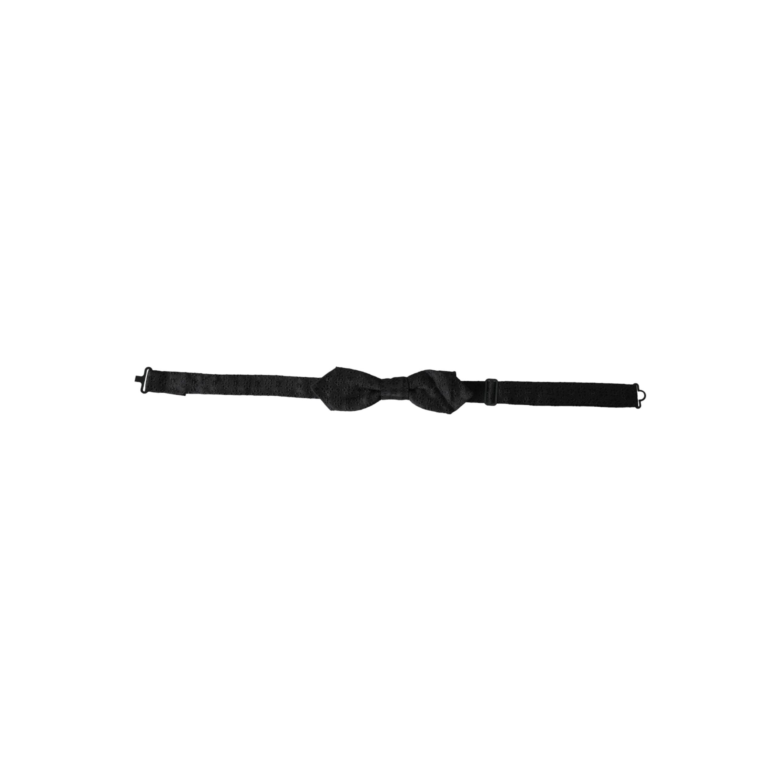 Dolce & Gabbana Black Silk Fantasy Adjustable Neck Bow Tie