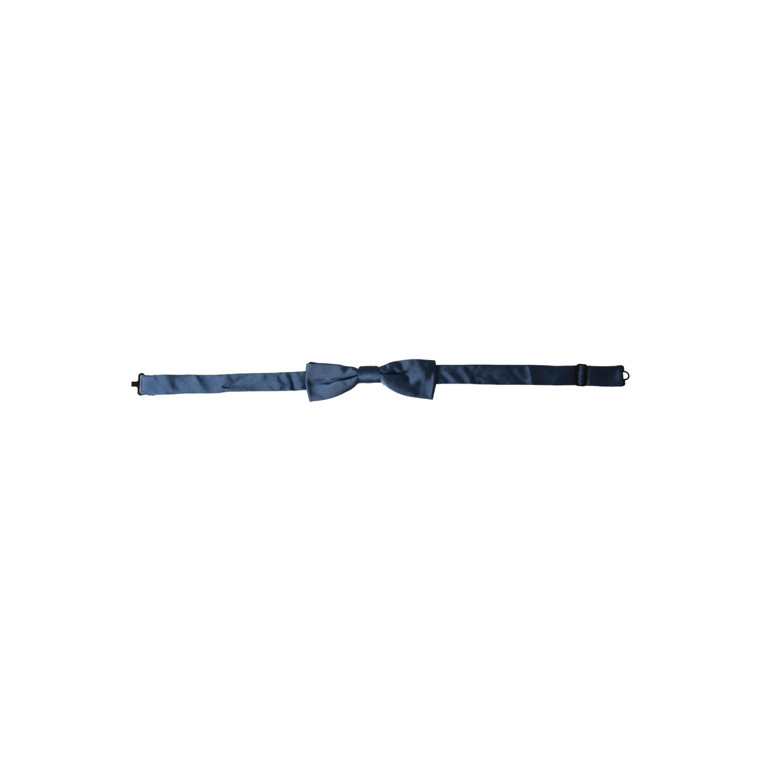 Dolce & Gabbana Blue Satin Silk Adjustable Neck Bow Tie