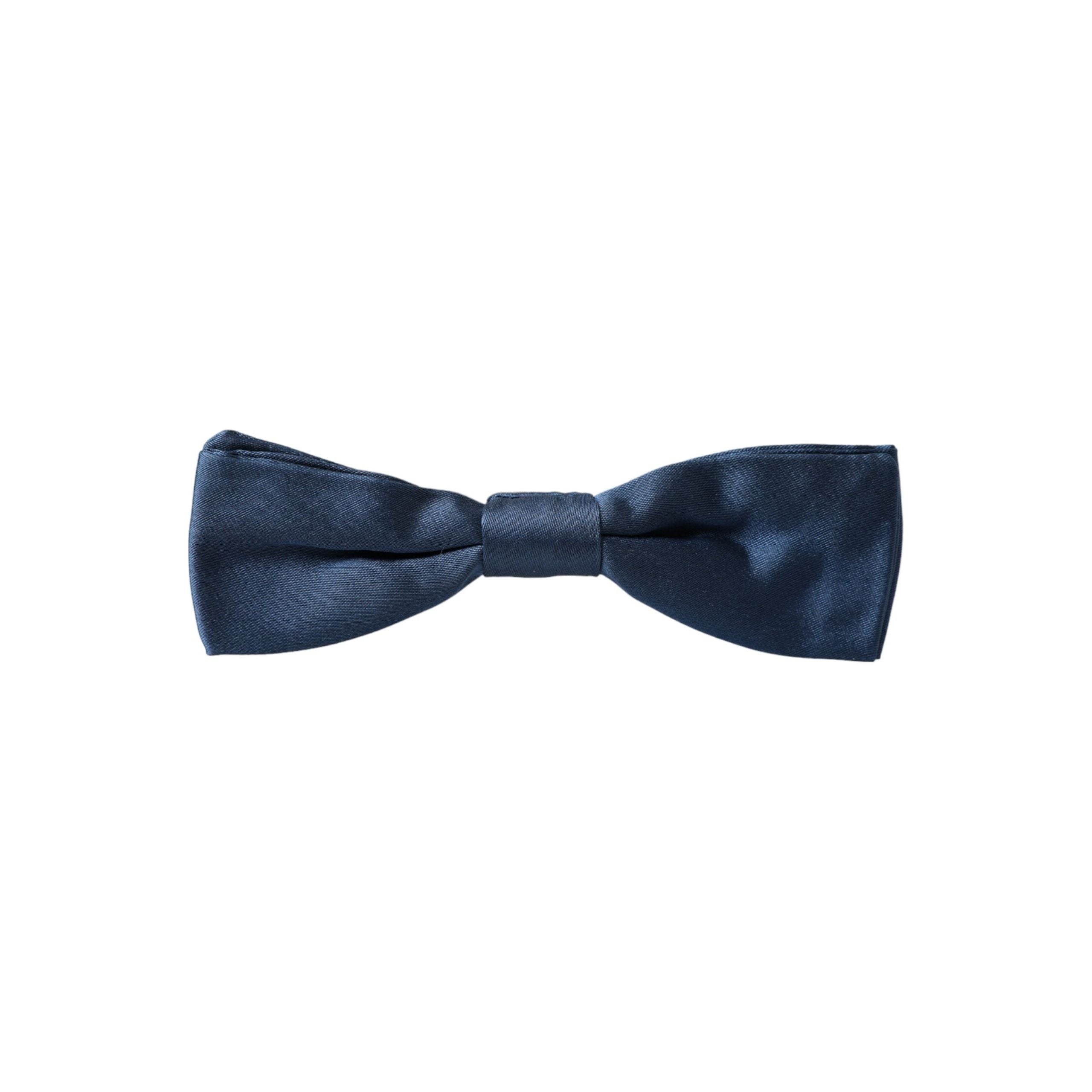 Dolce & Gabbana Blue Satin Silk Adjustable Neck Bow Tie