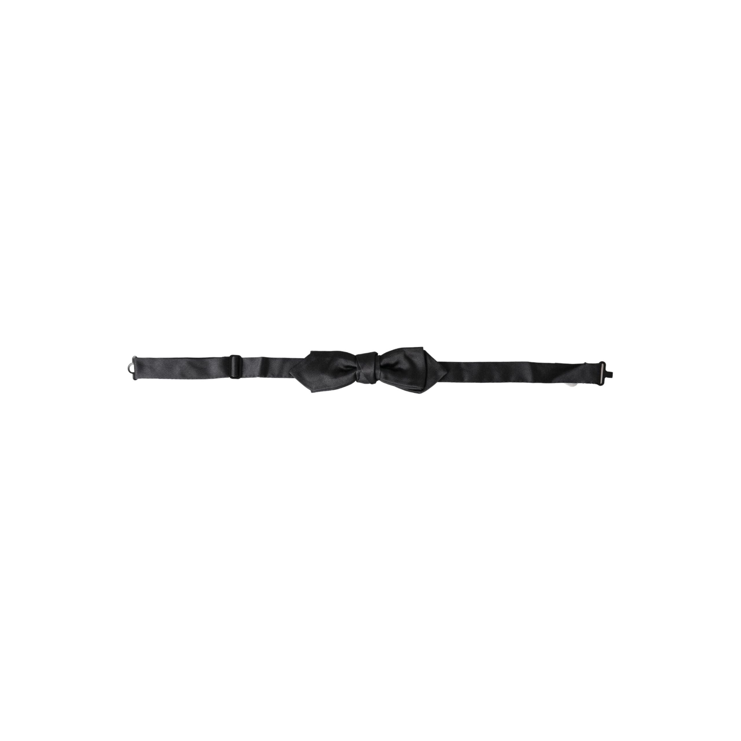 Dolce & Gabbana Black Satin Silk Adjustable Neck Bow Tie