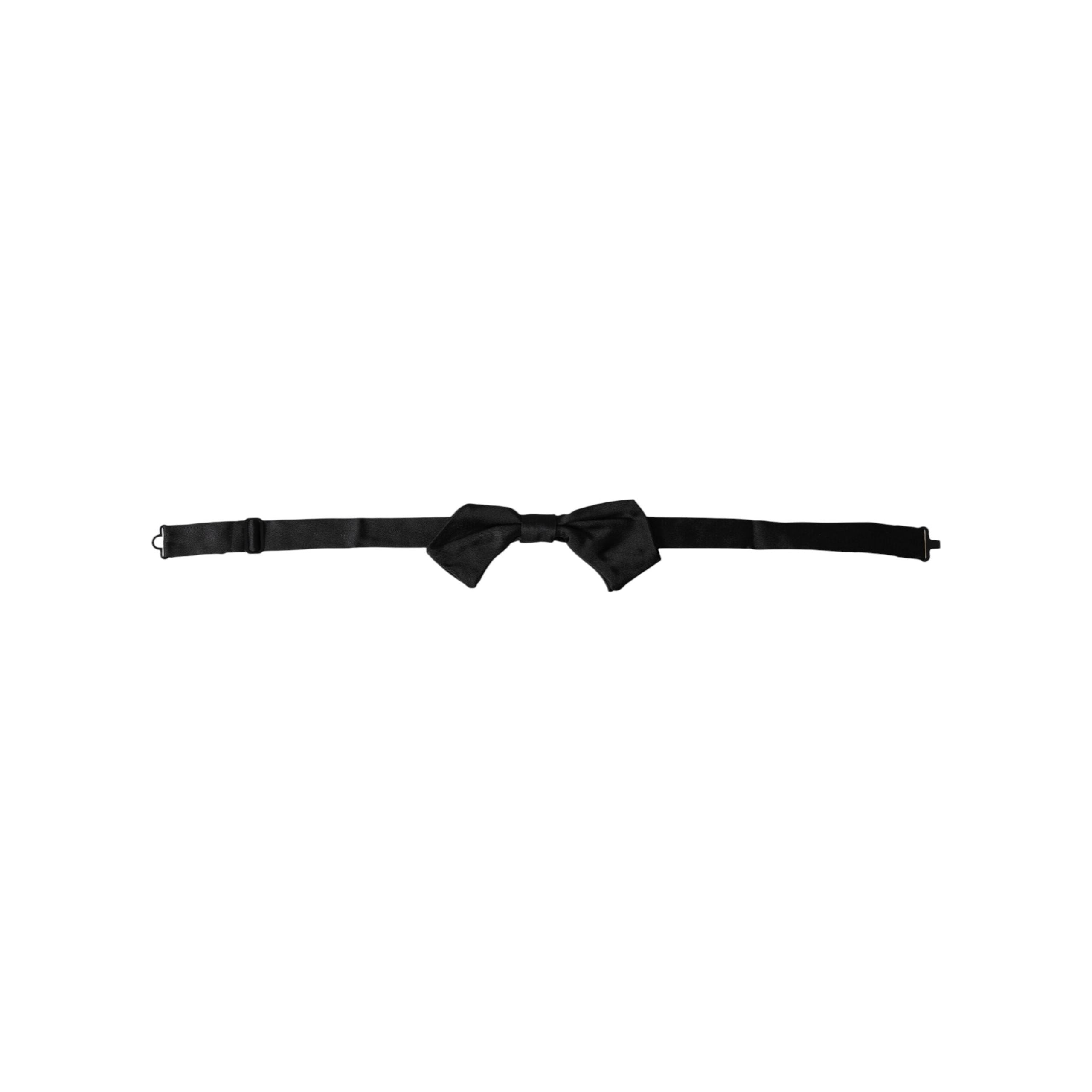 Dolce & Gabbana Black Satin Silk Adjustable Neck Bow Tie
