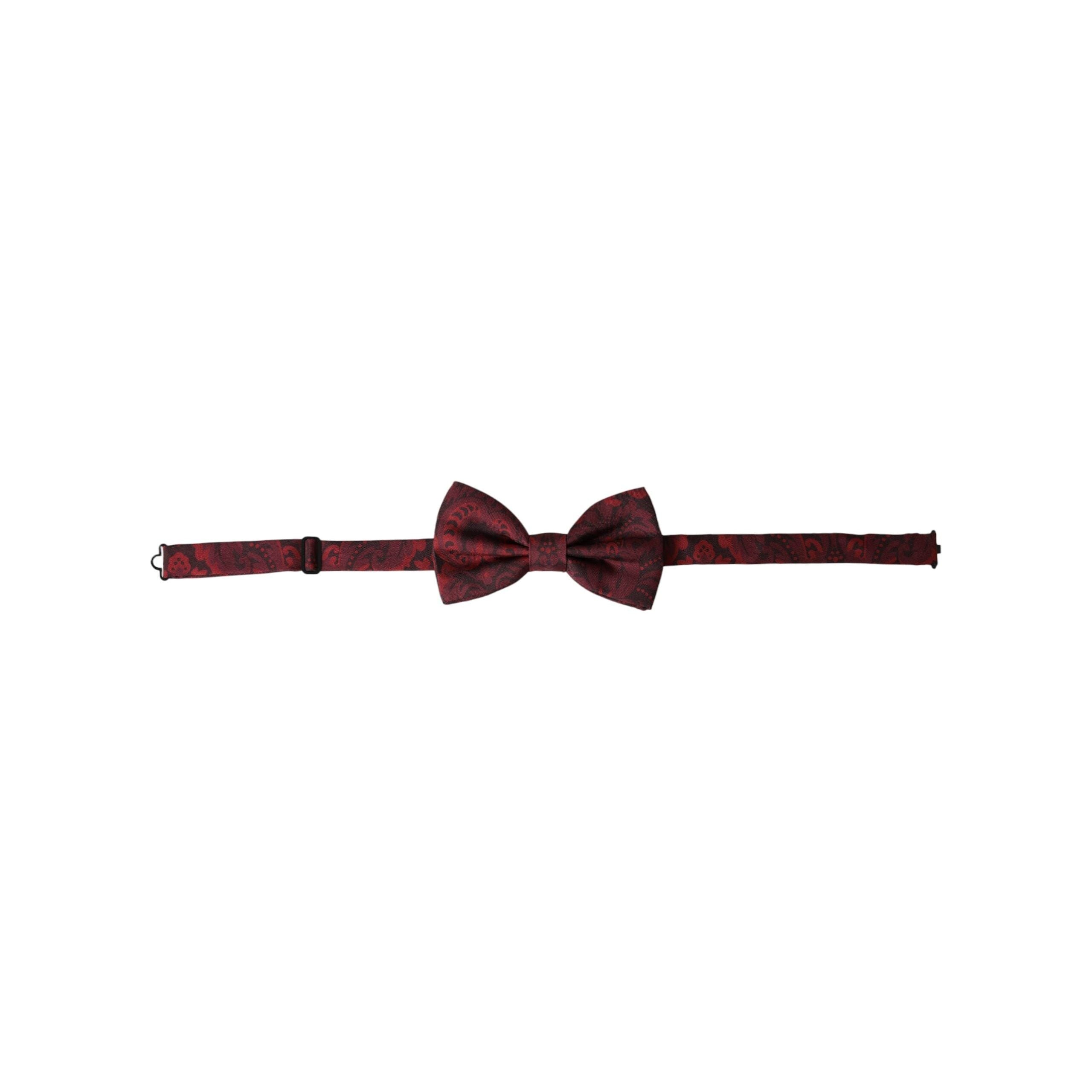 Dolce & Gabbana Red Silk Floral Adjustable Neck Bow Tie