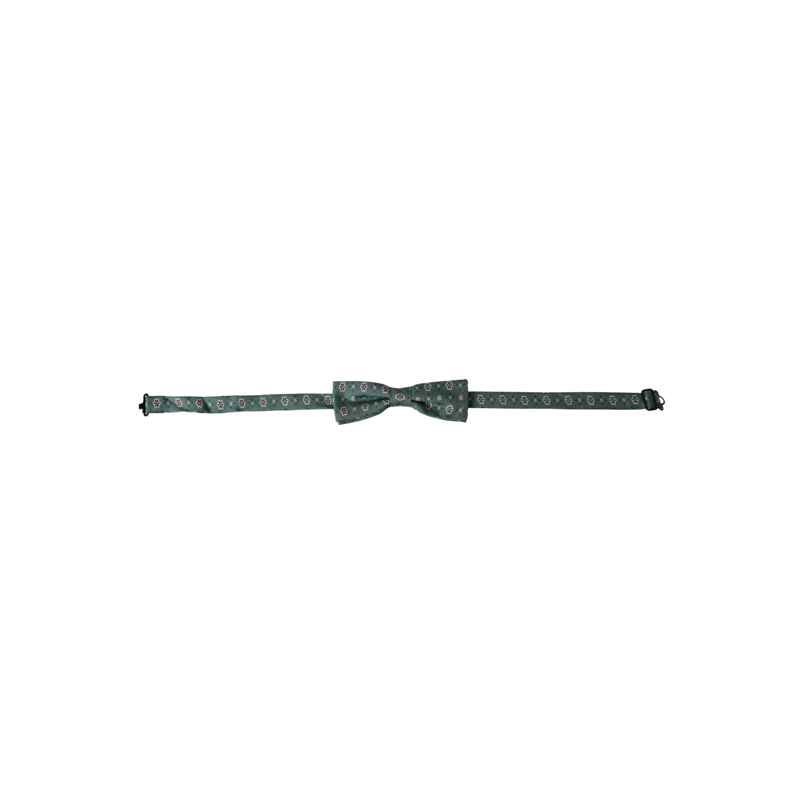 Dolce & Gabbana Mint Green Silk Floral Bow Tie
