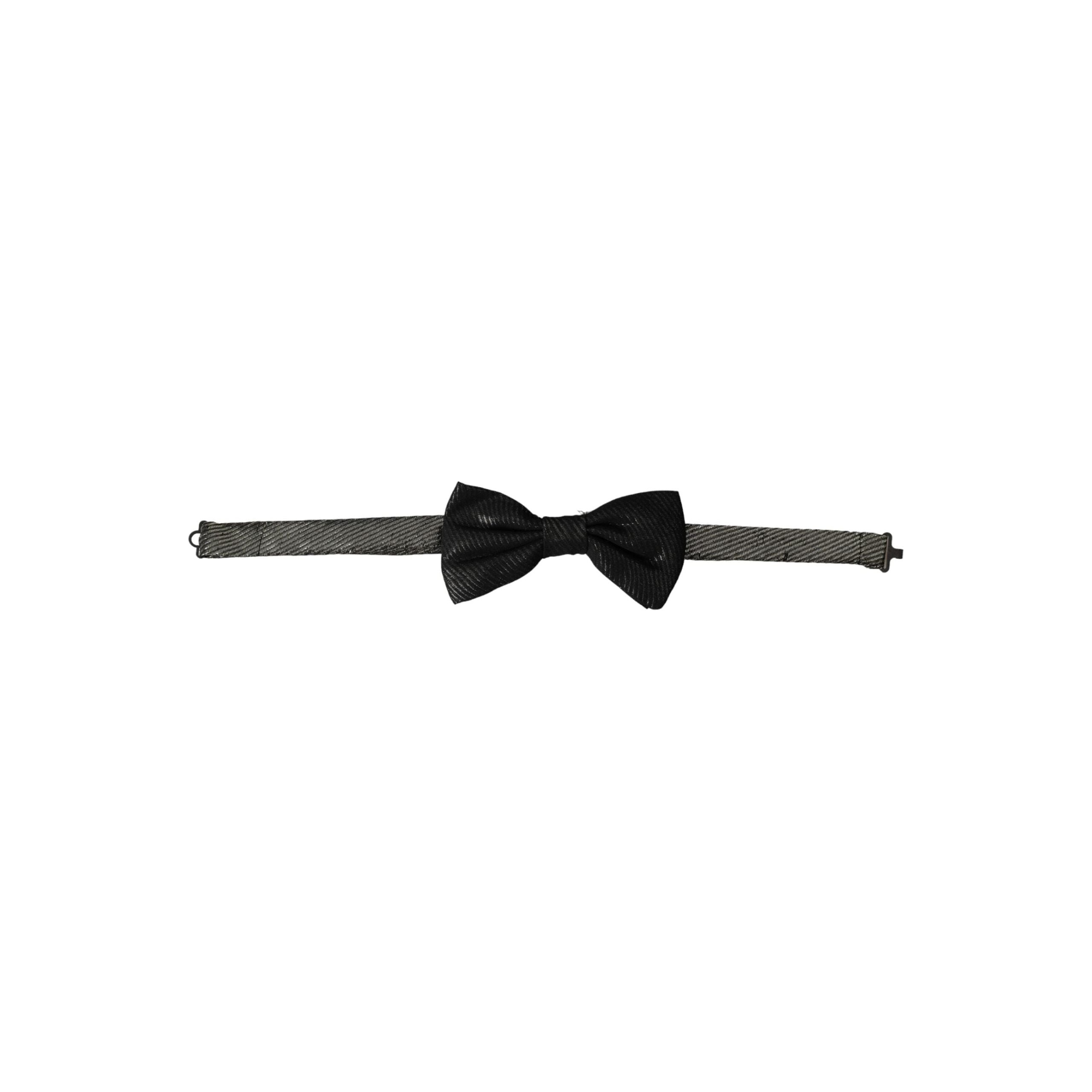 Dolce & Gabbana Black Fantasy Silk Adjustable Neck Bow Tie