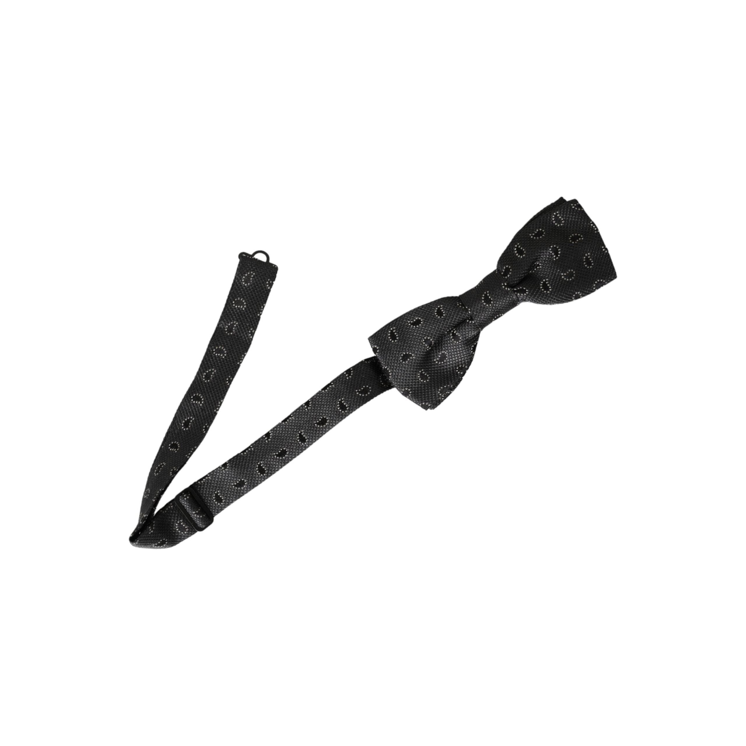 Dolce & Gabbana Black Silk Patterned Bow Tie